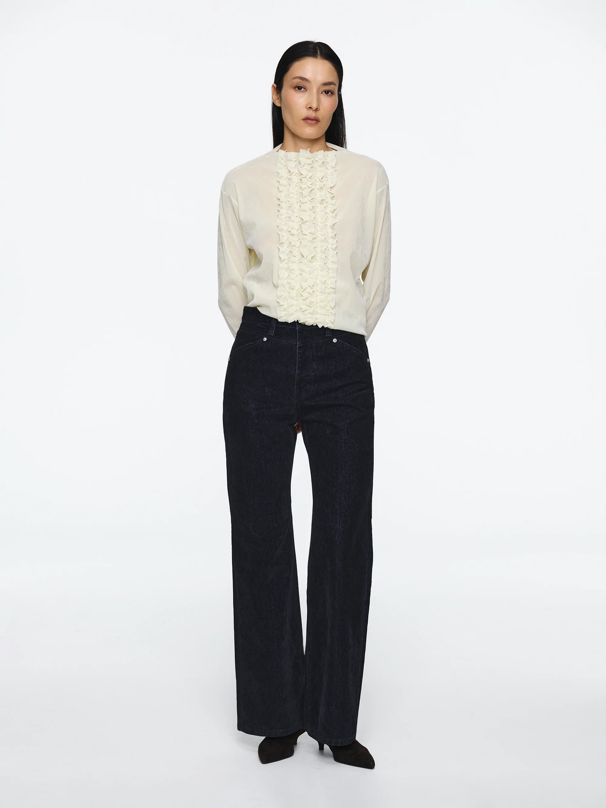 Flared Flock Jeans, Denim - Image 2