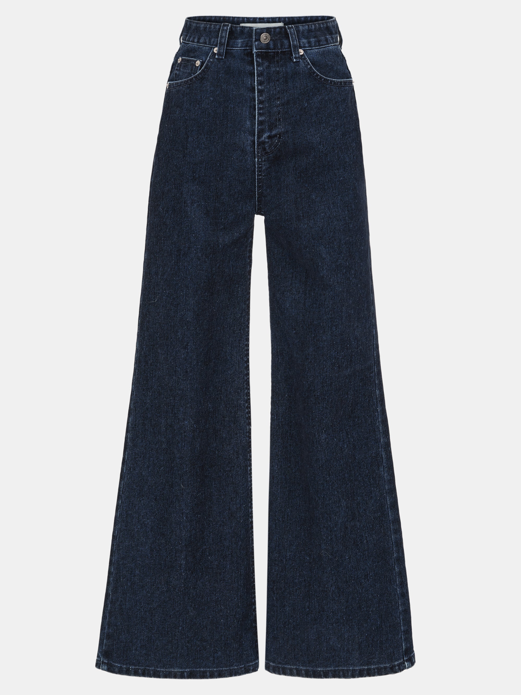 Flared Flocked Jeans, Navy - Image 6