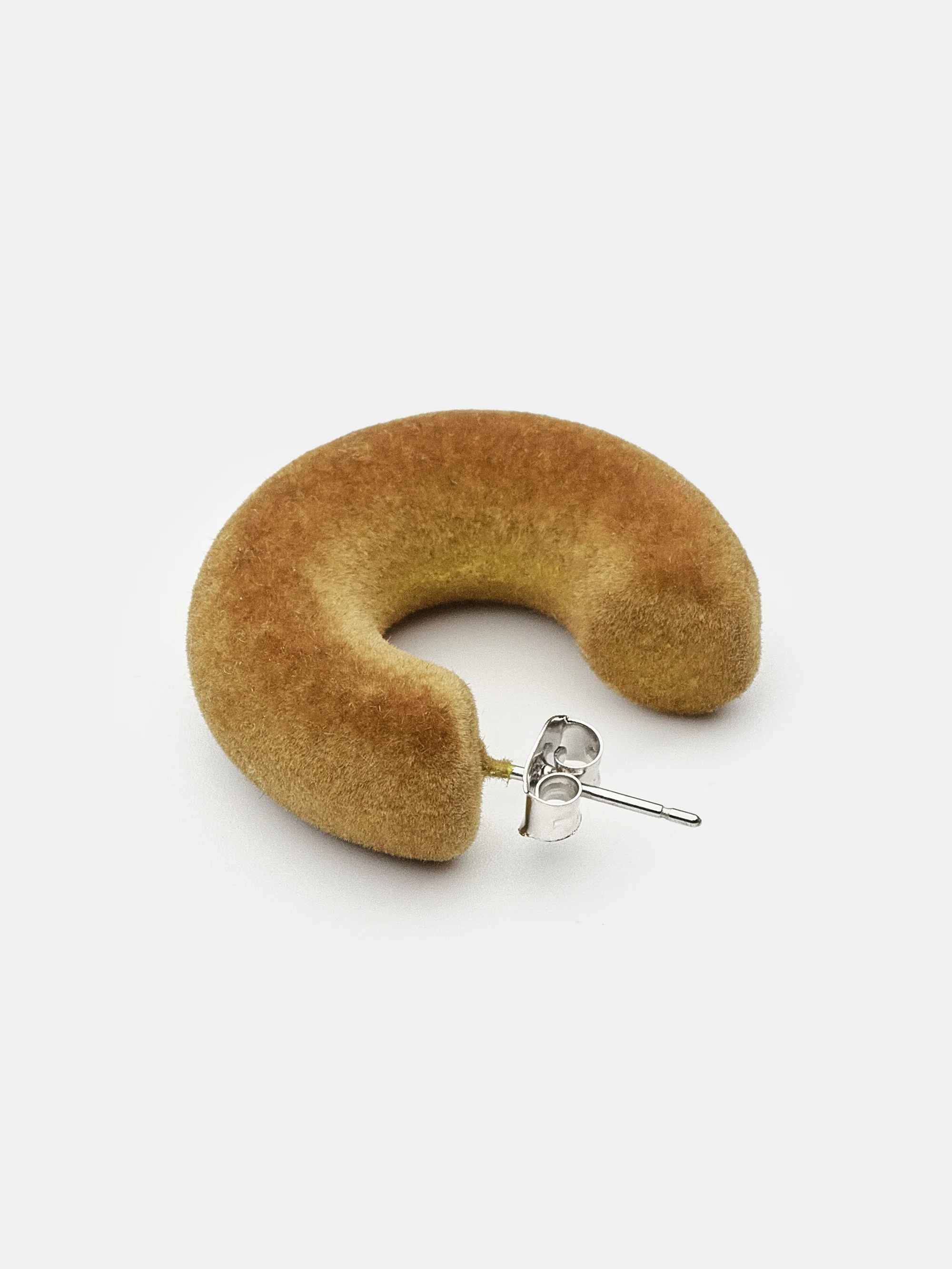 Flocked Hoop Earrings, Camel - Image 2