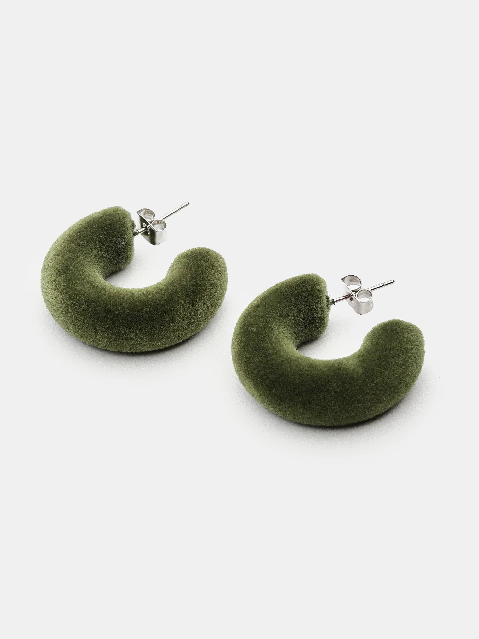 Flocked Hoop Earrings, Green