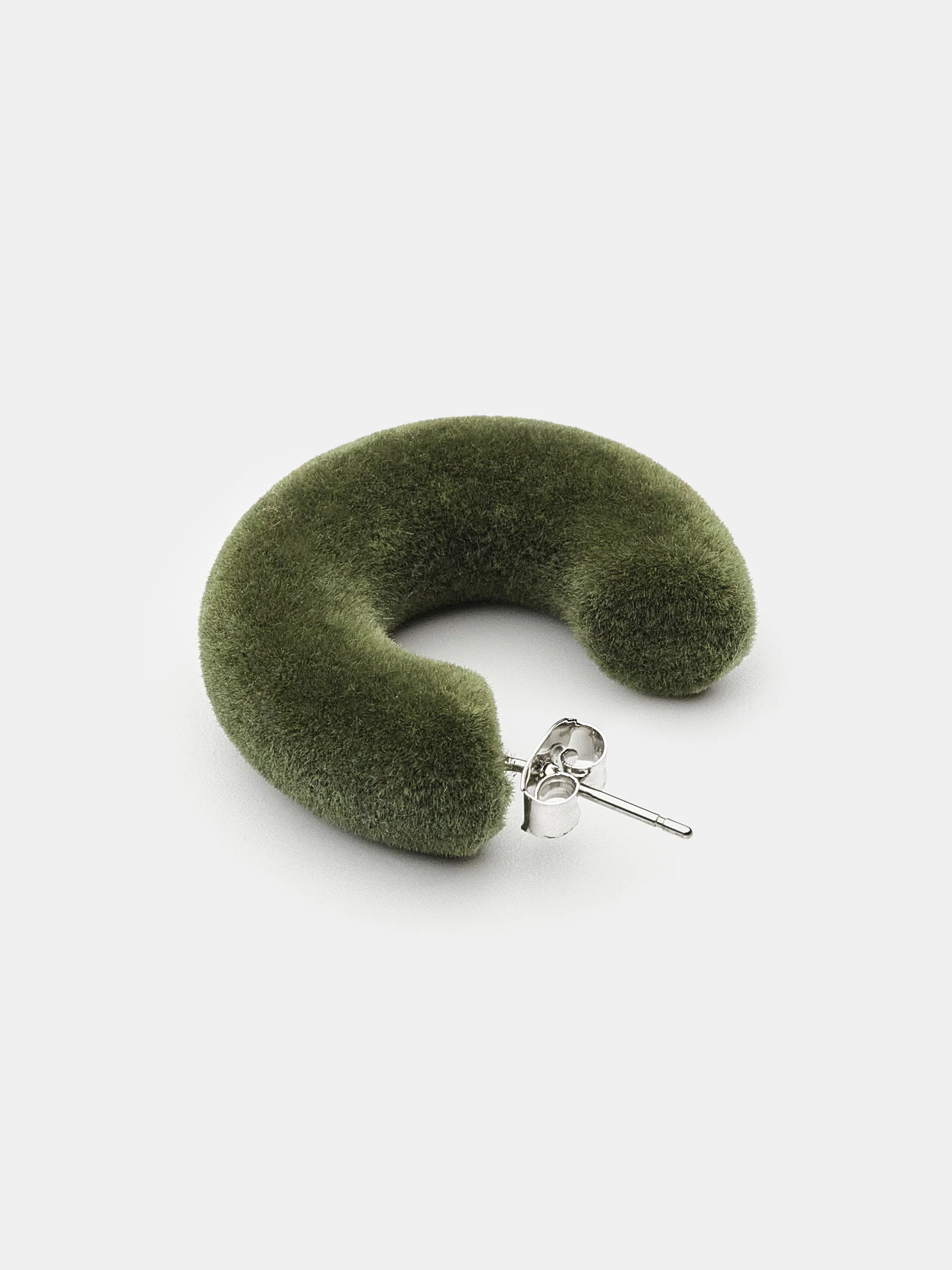 Flocked Hoop Earrings, Green - Image 2
