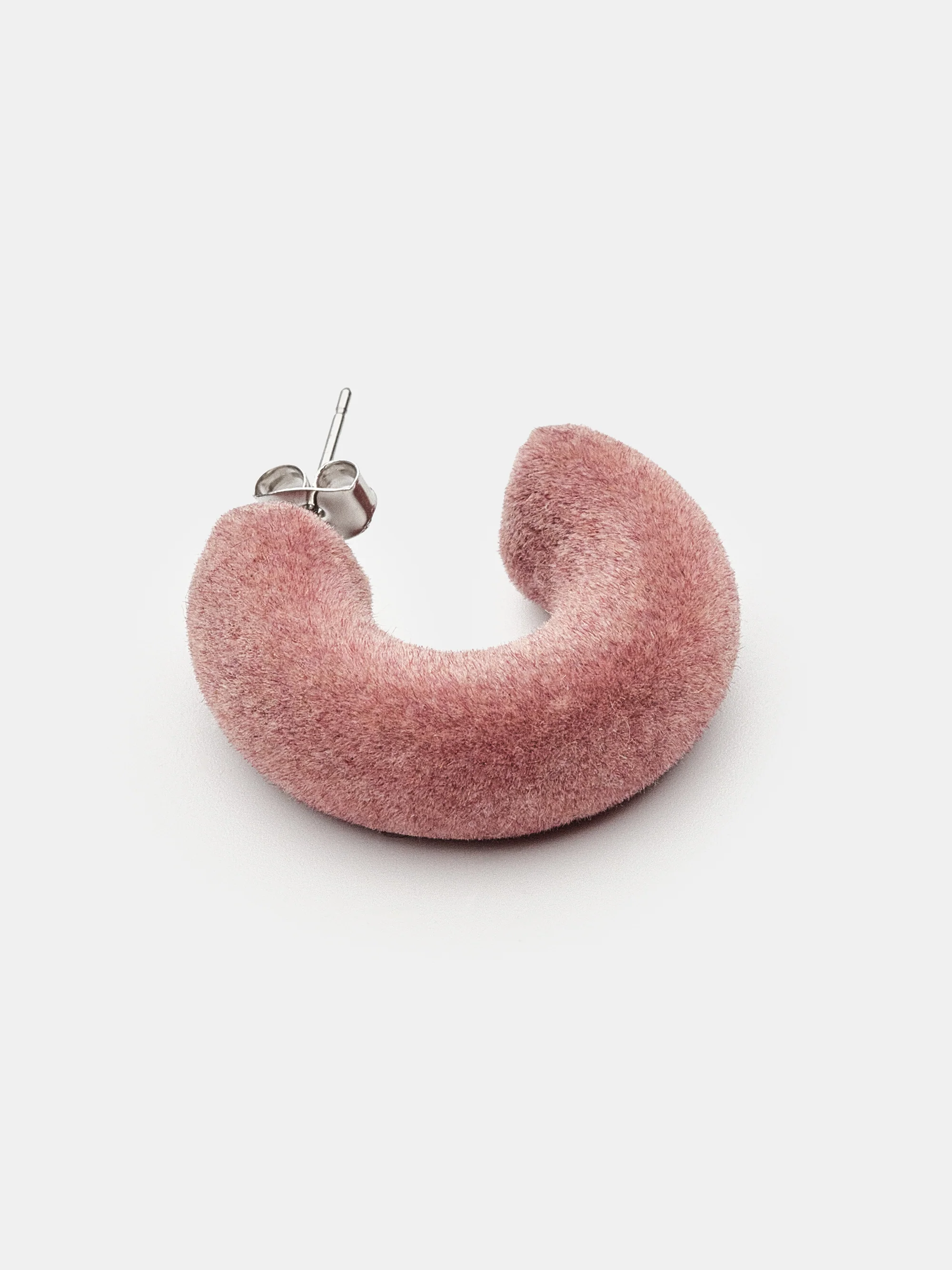 Flocked Hoop Earrings, Pink - Image 3