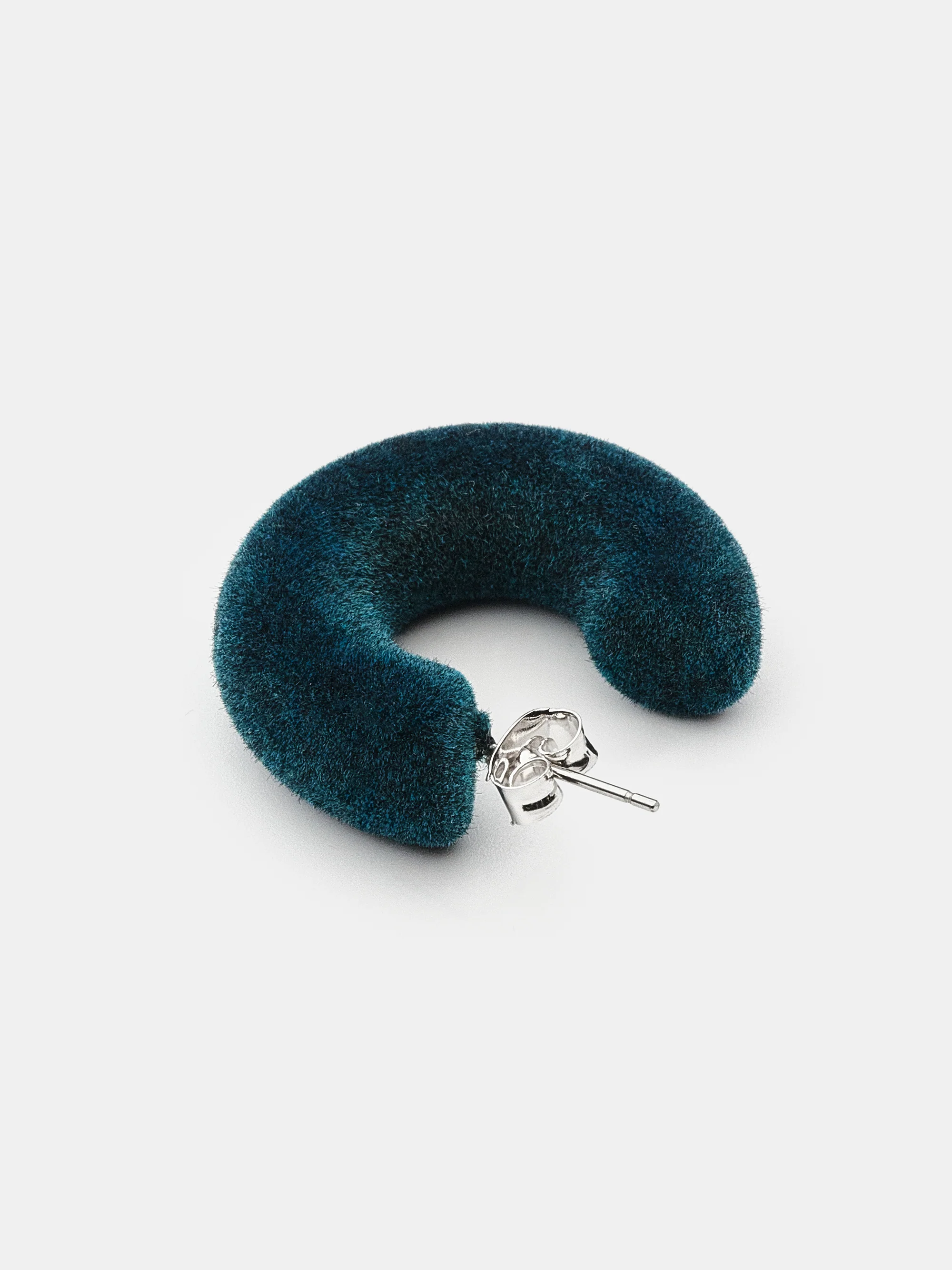 Flocked Hoop Earrings, Teal - Image 2
