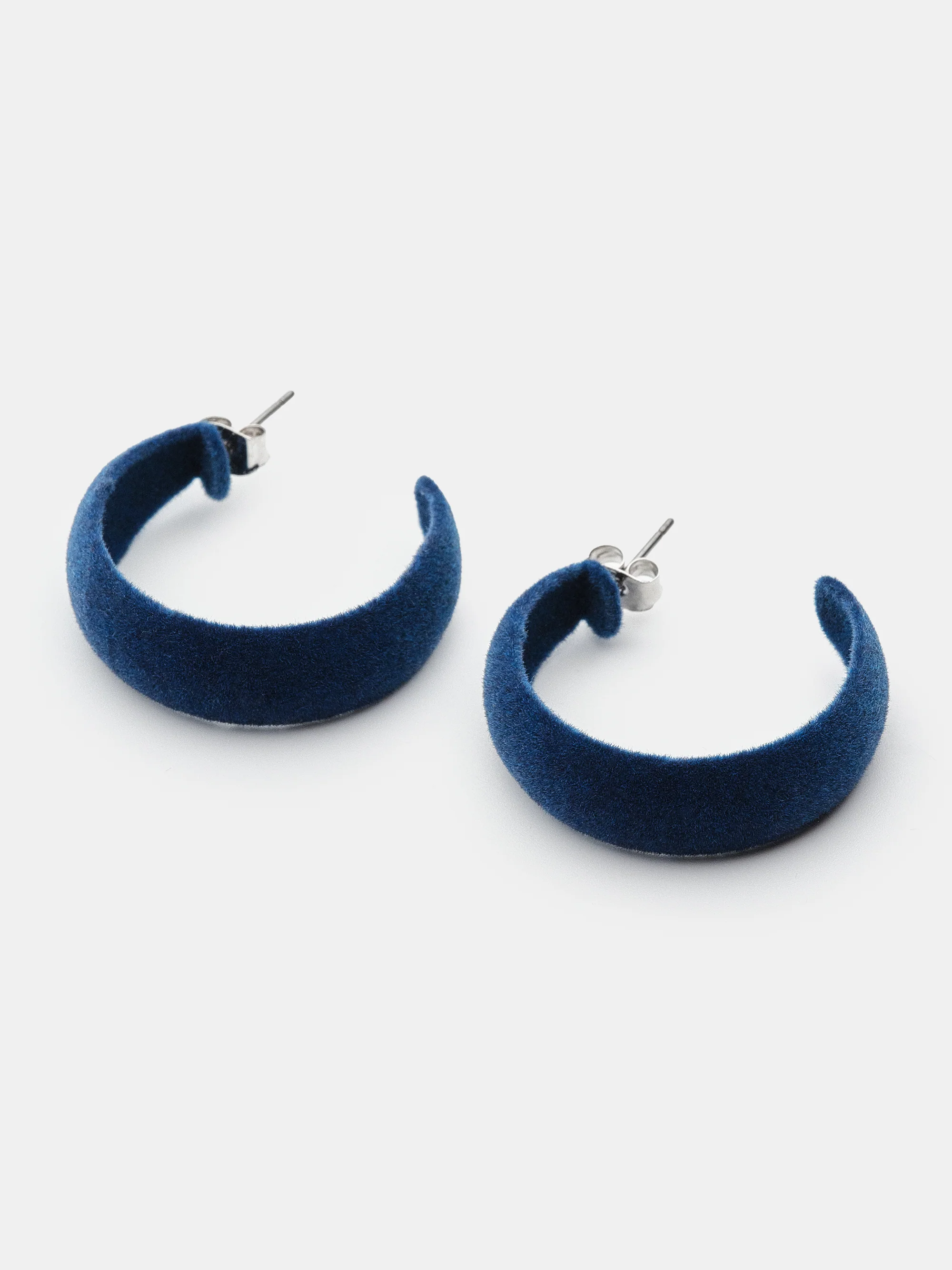 Flocked Slim Hoop Earrings, Blue