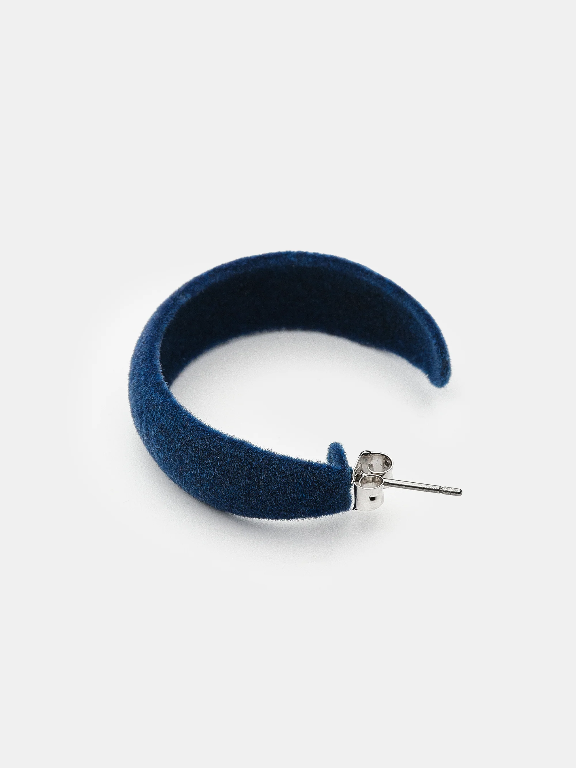 Flocked Slim Hoop Earrings, Blue - Image 2