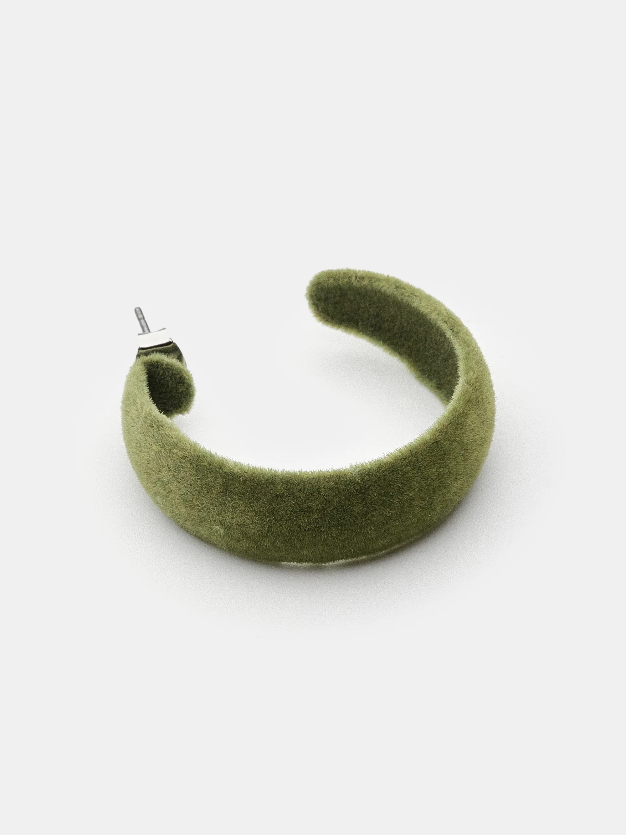 Flocked Slim Hoop Earrings, Green - Image 3