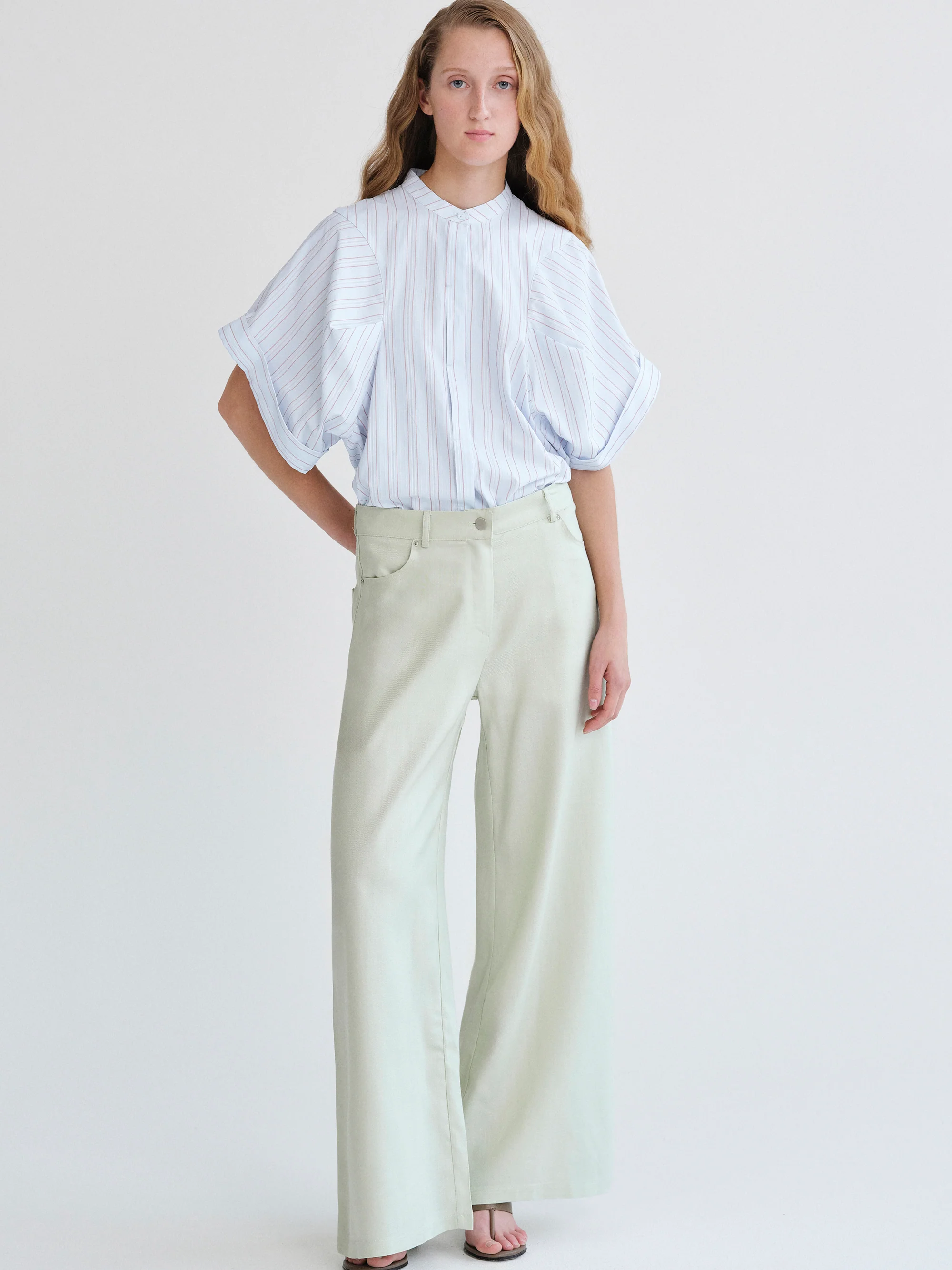 Mirko Fluid Tencel Denim Pants, Mint
