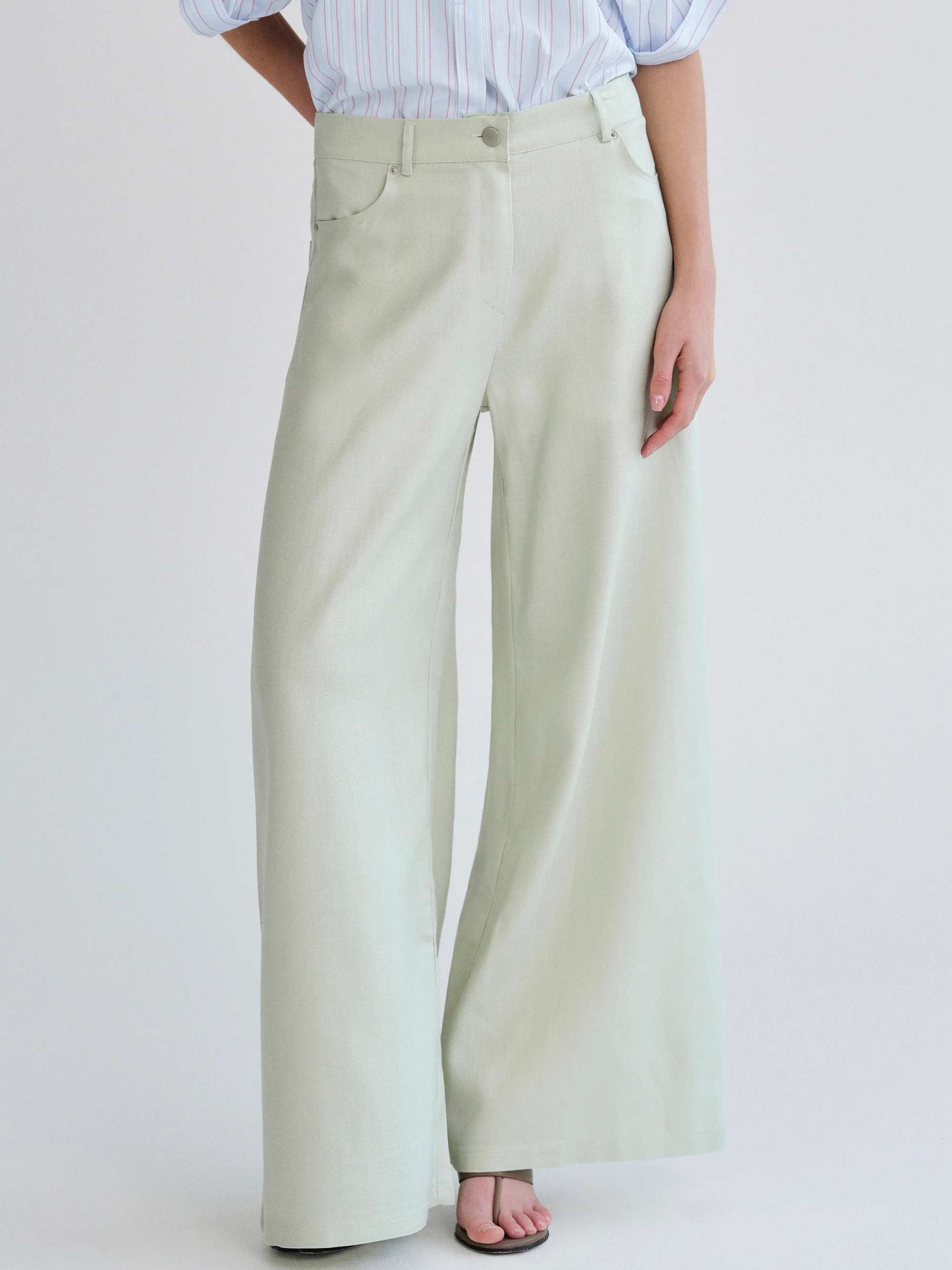 Mirko Fluid Tencel Denim Pants, Mint - Image 4