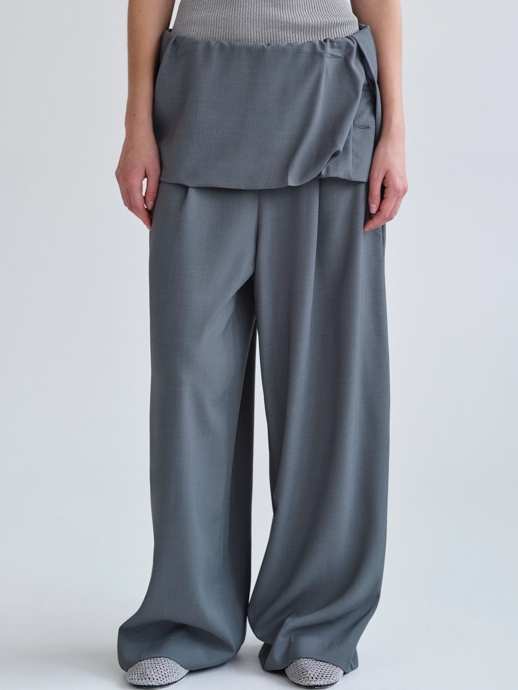 Fold-Over Trousers, Grey - Image 2