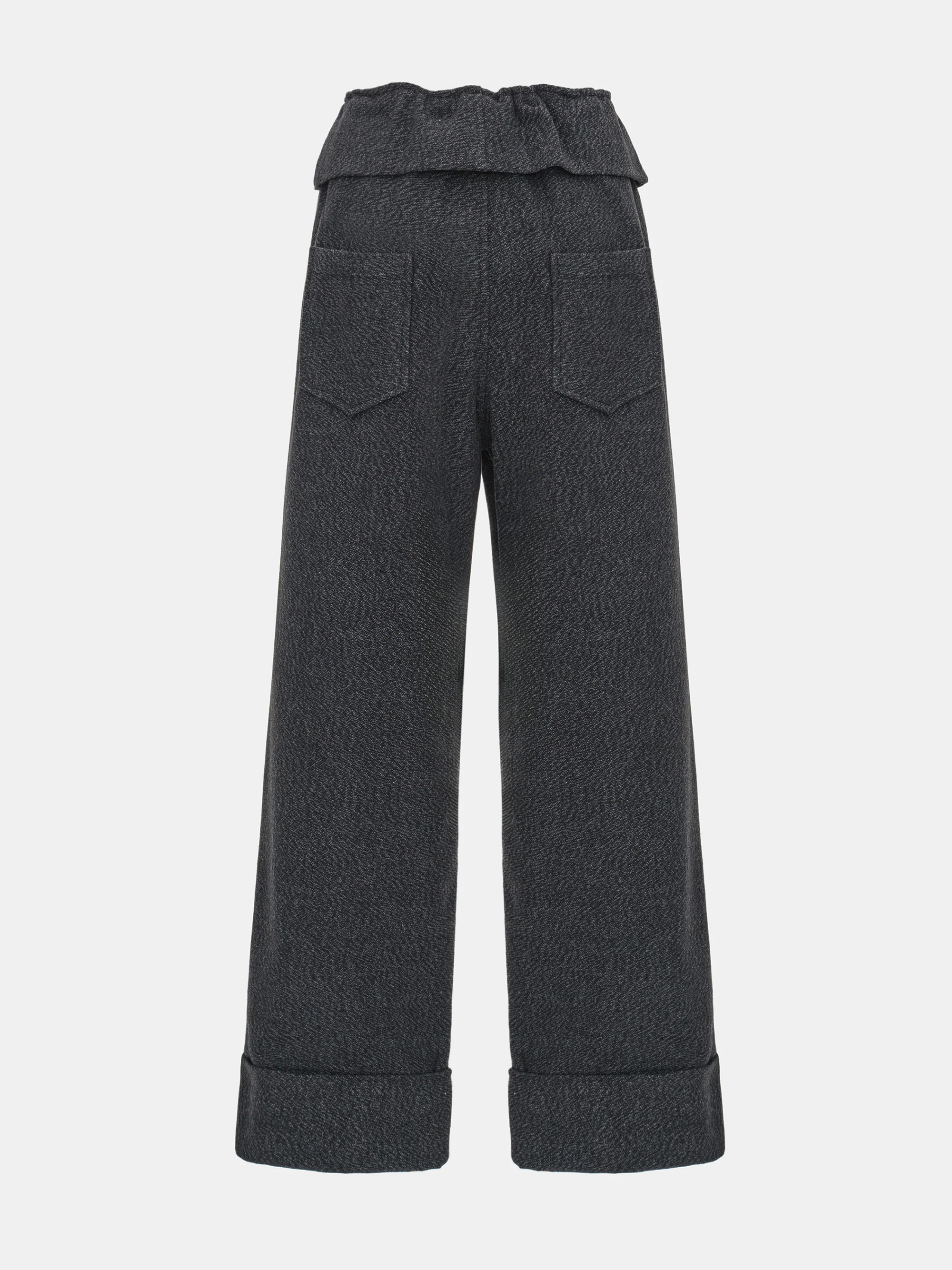 Foldover Drawstring Trousers, Charcoal - Image 6