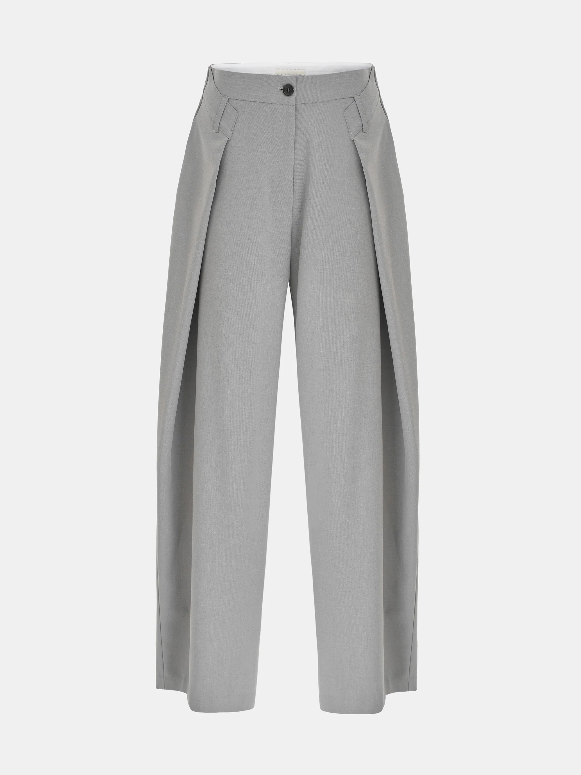 Foldover Wide-Leg Trousers, Grey - Image 5