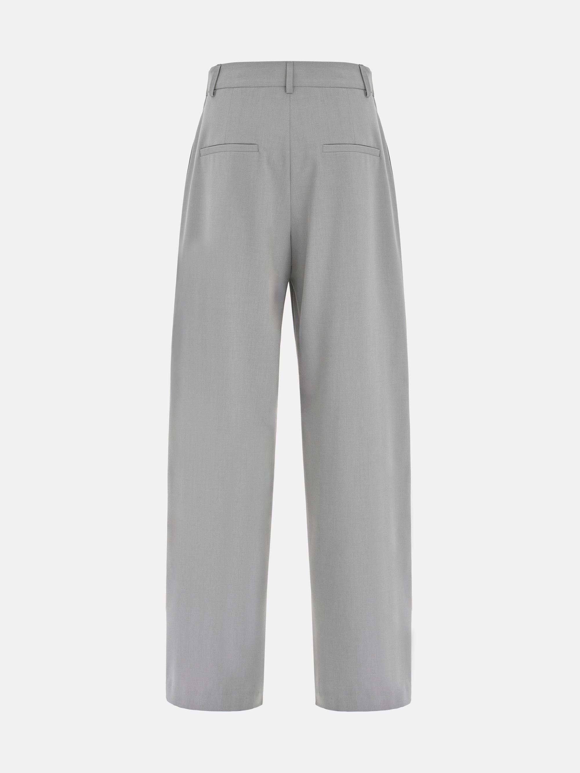 Foldover Wide-Leg Trousers, Grey - Image 6