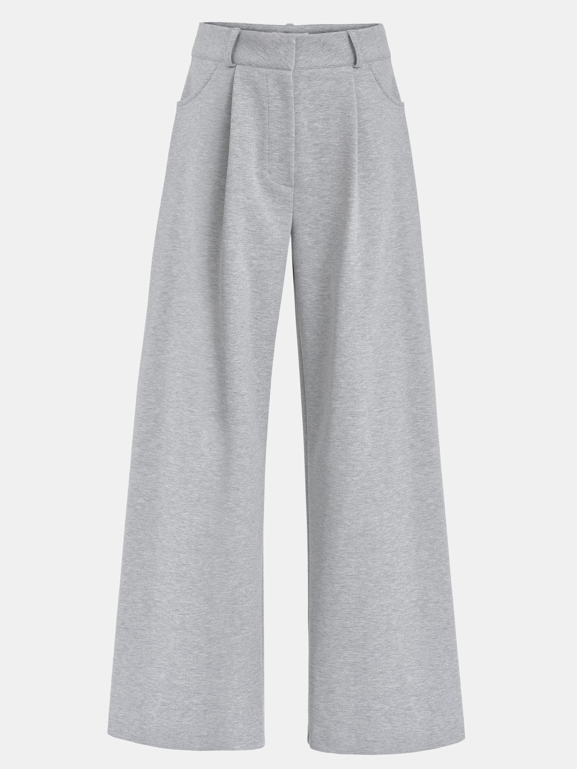 French Terry Pleat Pants, Grey - Image 4