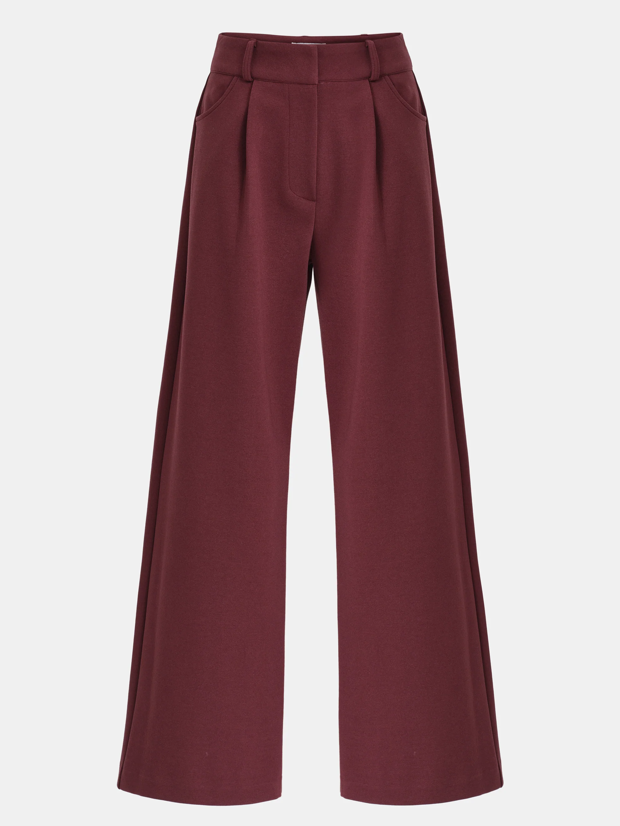 French Terry Pleat Pants, Wine - Image 4