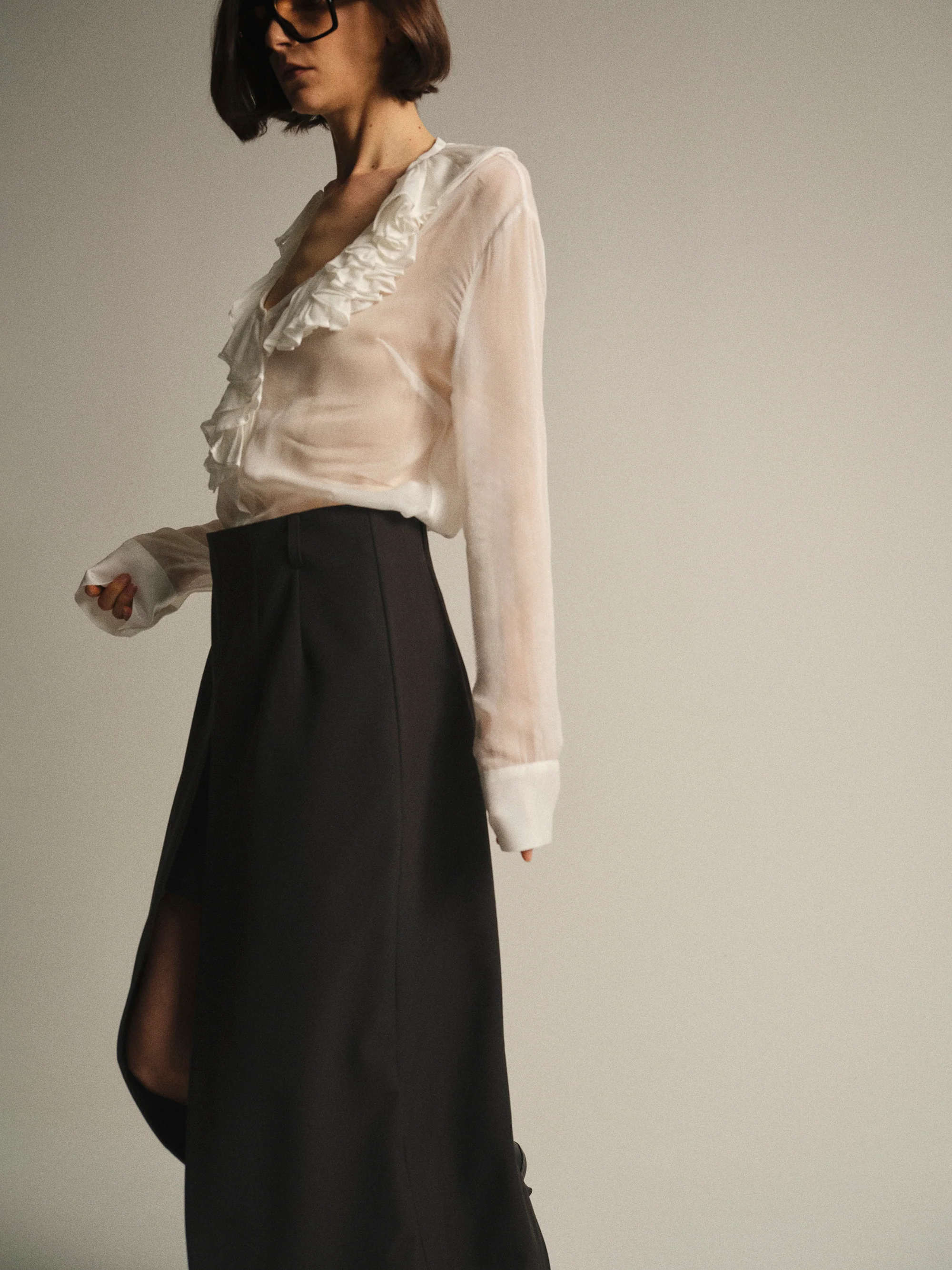 Frill-Collar Blouse, Ivory - Image 2
