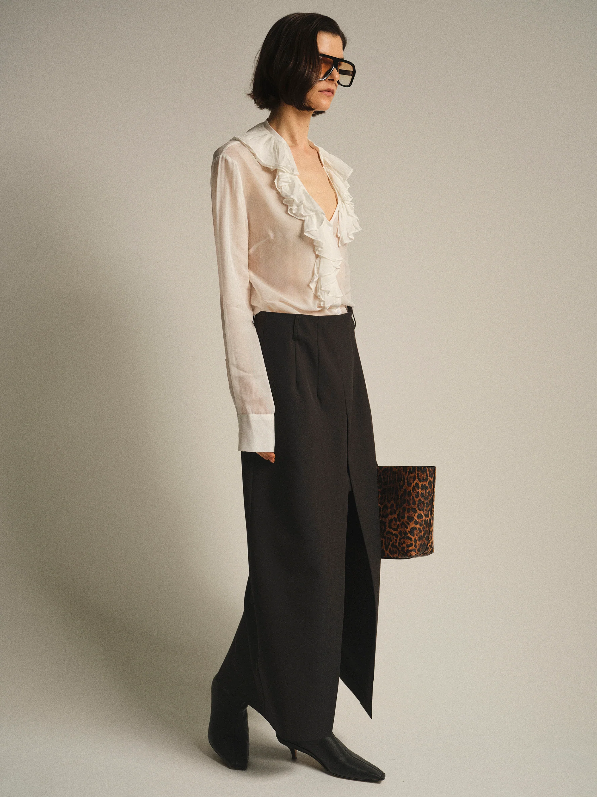 Frill-Collar Blouse, Ivory - Image 3