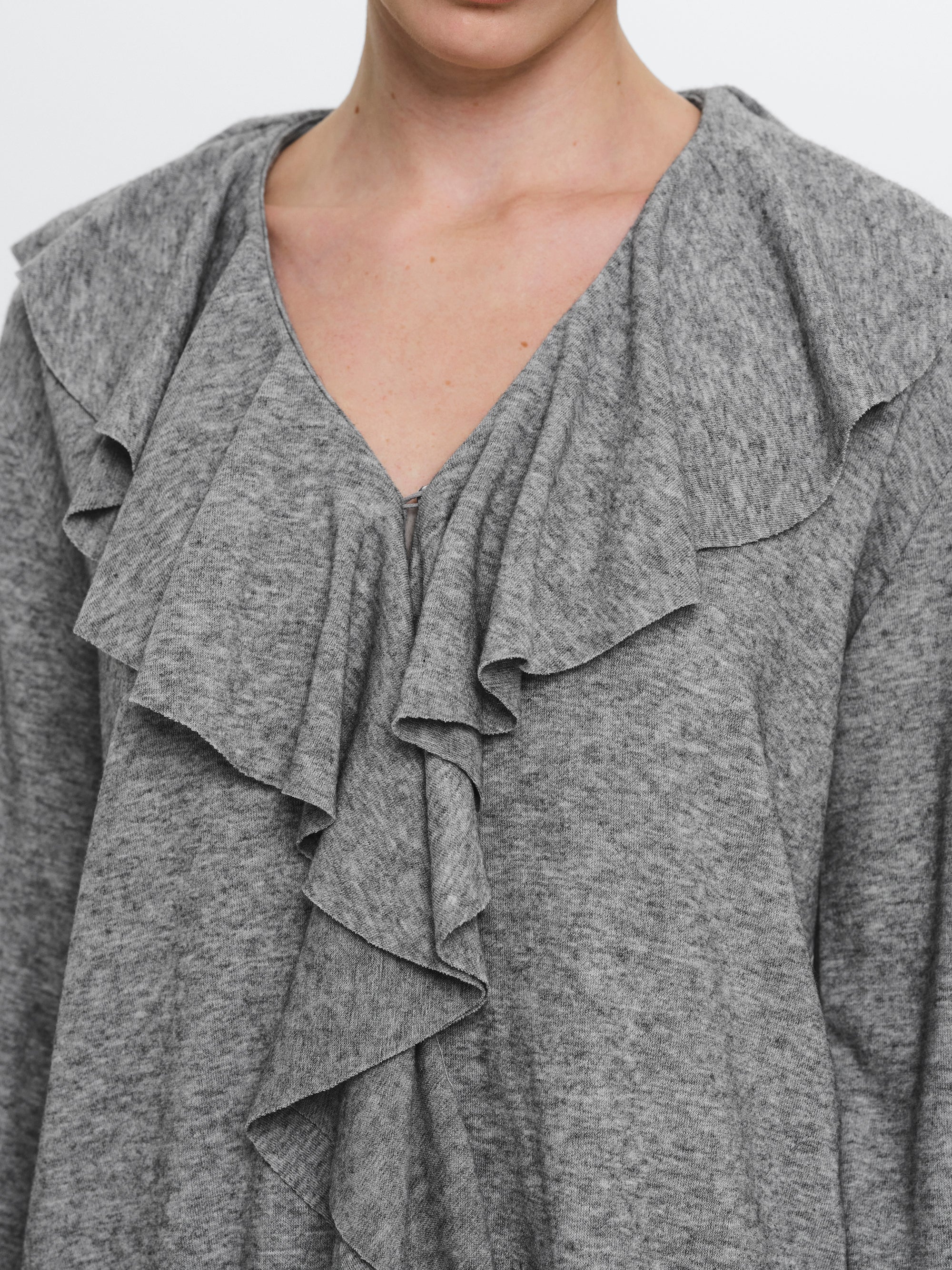 Frill-Collar Top, Grey - Image 3