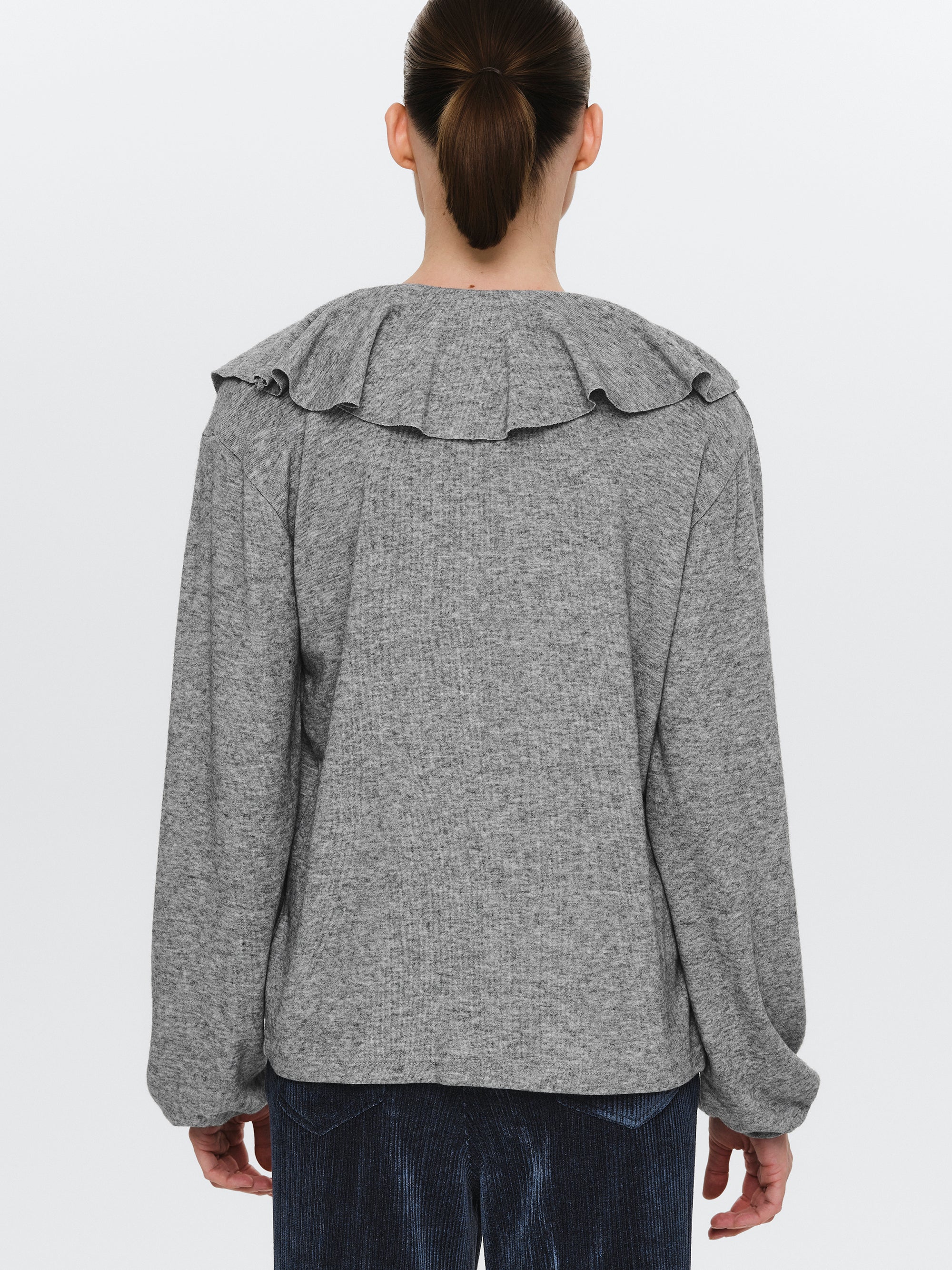 Frill-Collar Top, Grey - Image 4