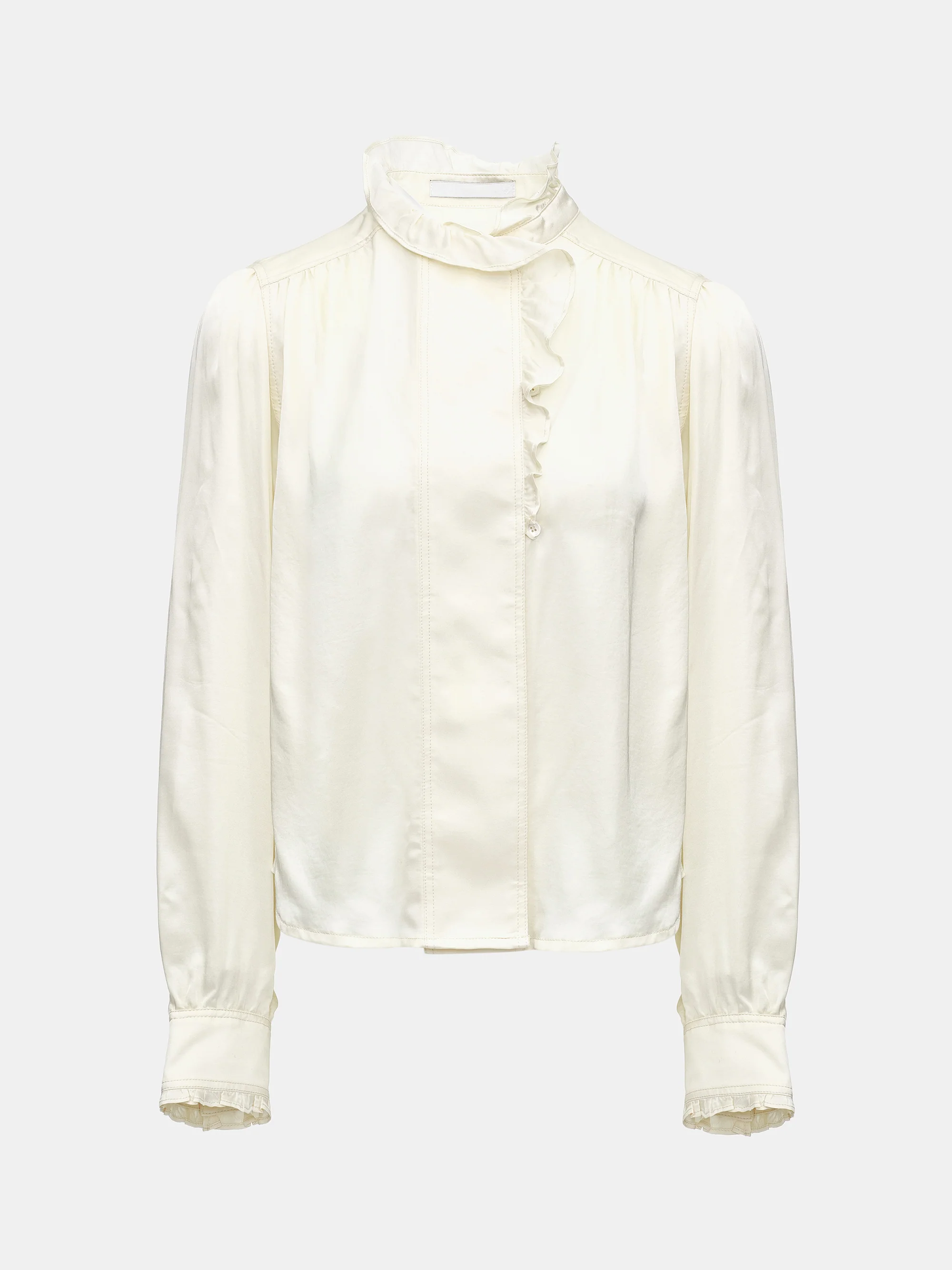 Frilled Neck Blouse, Ivory - Image 5