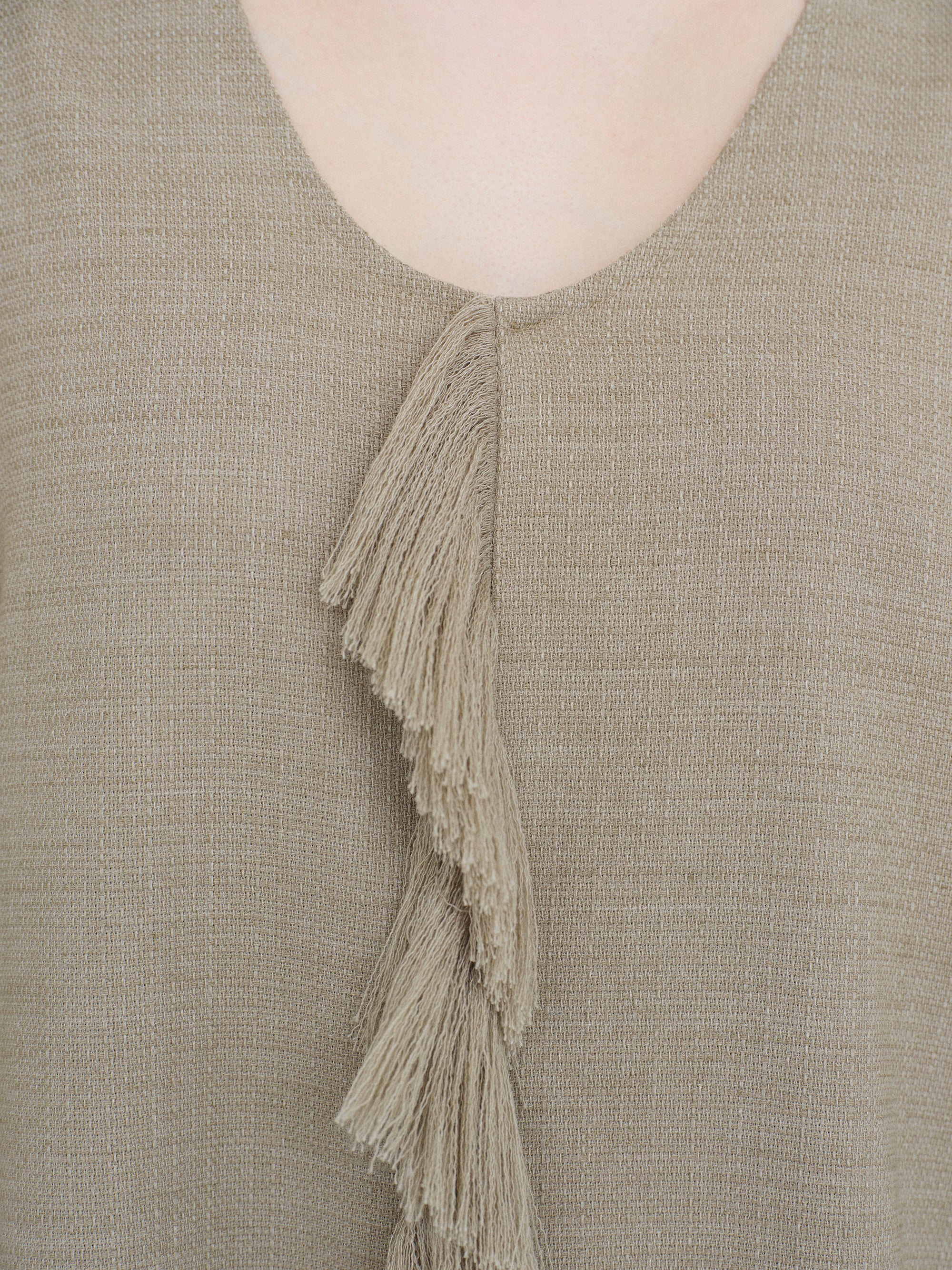 Fringed Slub Linen Dress, Natural - Image 5