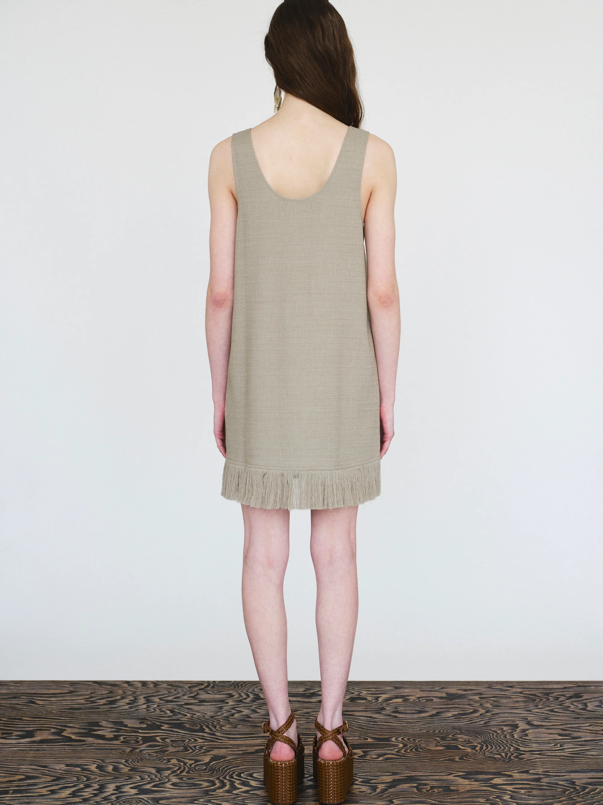 Fringed Slub Linen Dress, Natural - Image 6