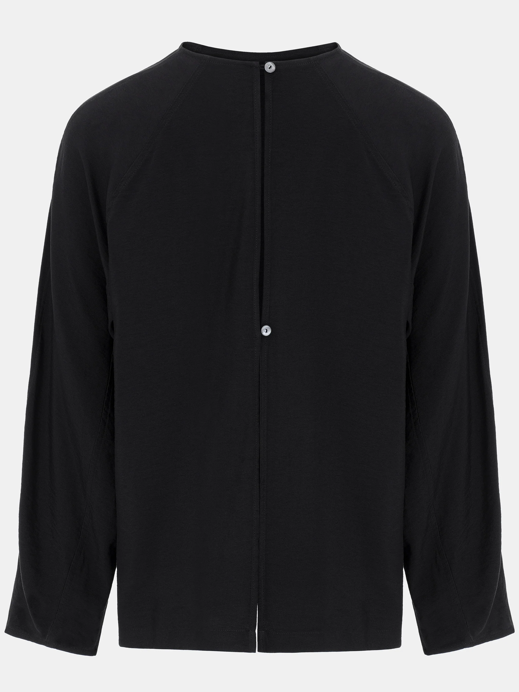 Front-slit Crepe Blouse, Black