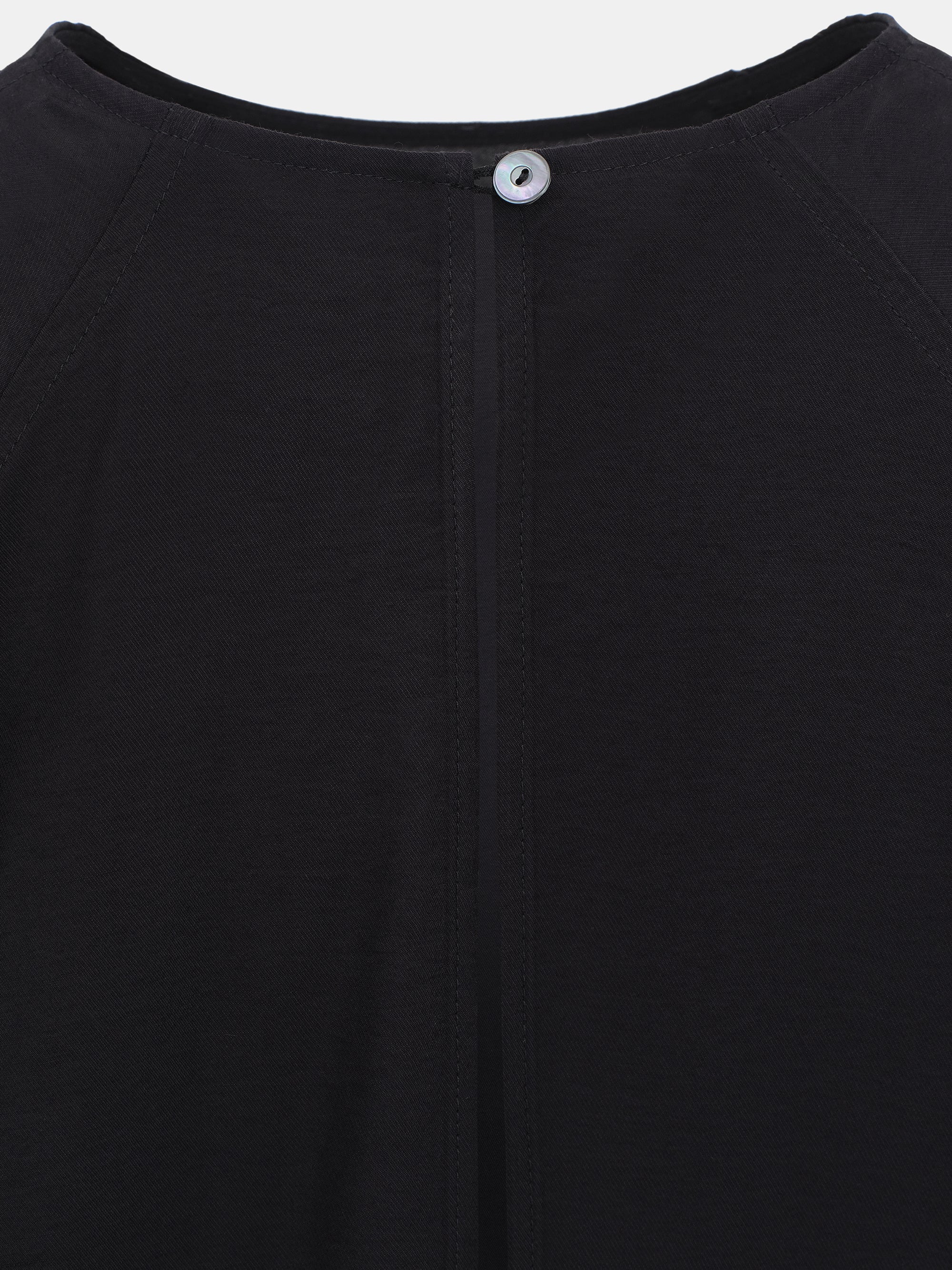 Front-slit Crepe Blouse, Black - Image 2