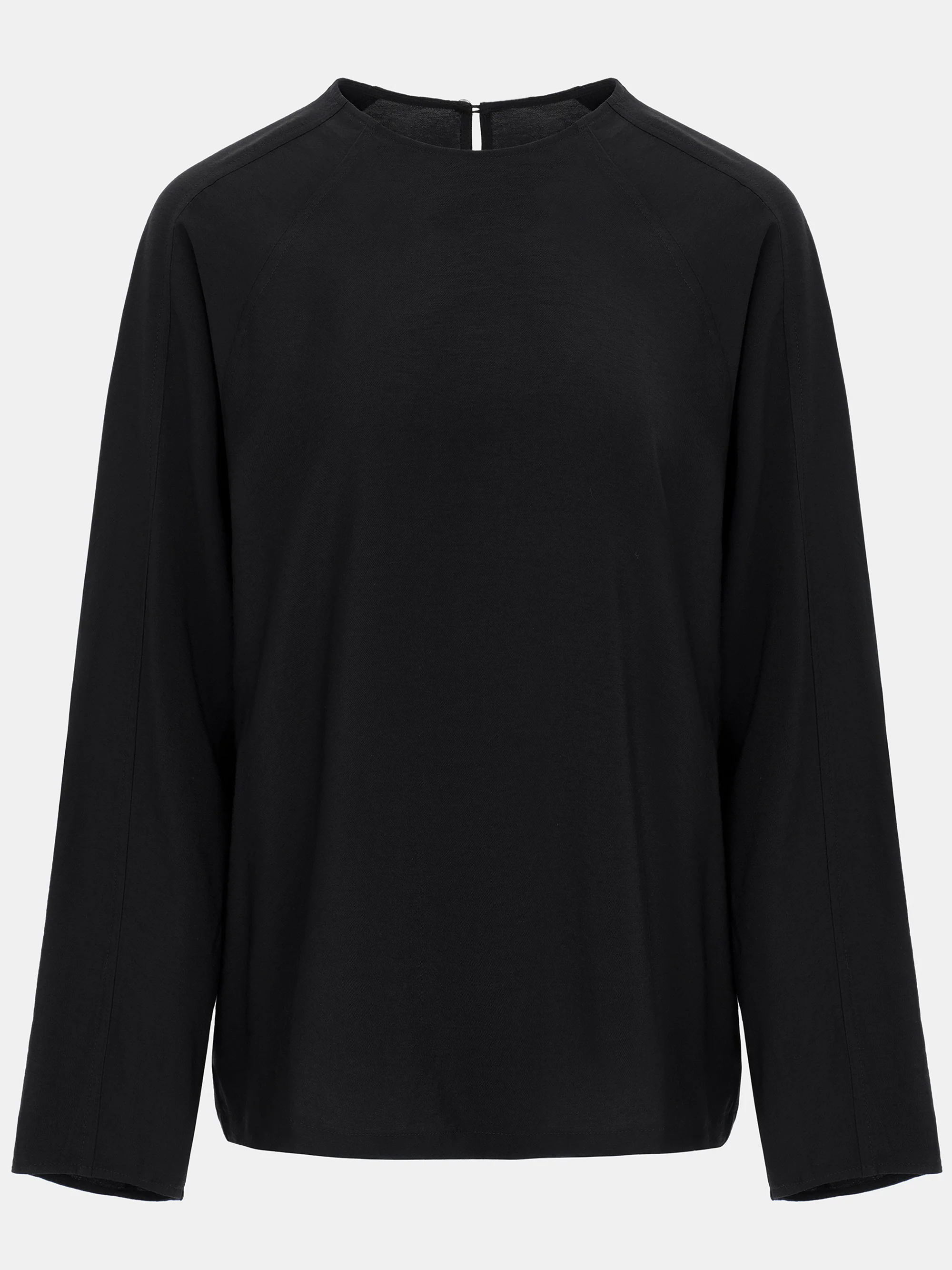 Front-slit Crepe Blouse, Black - Image 3