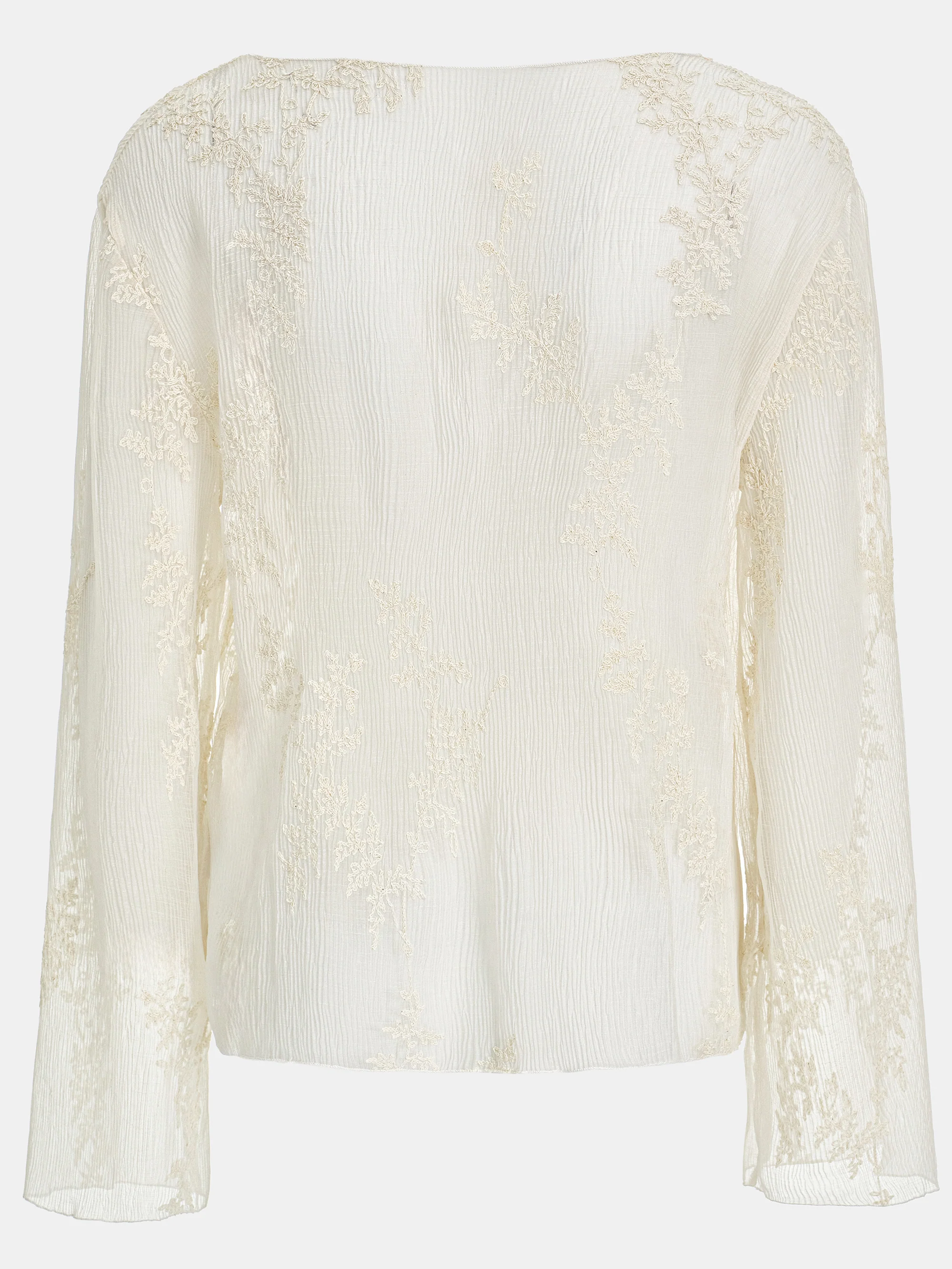 Front-To-Back Embroidered Blouse, Ivory - Image 3