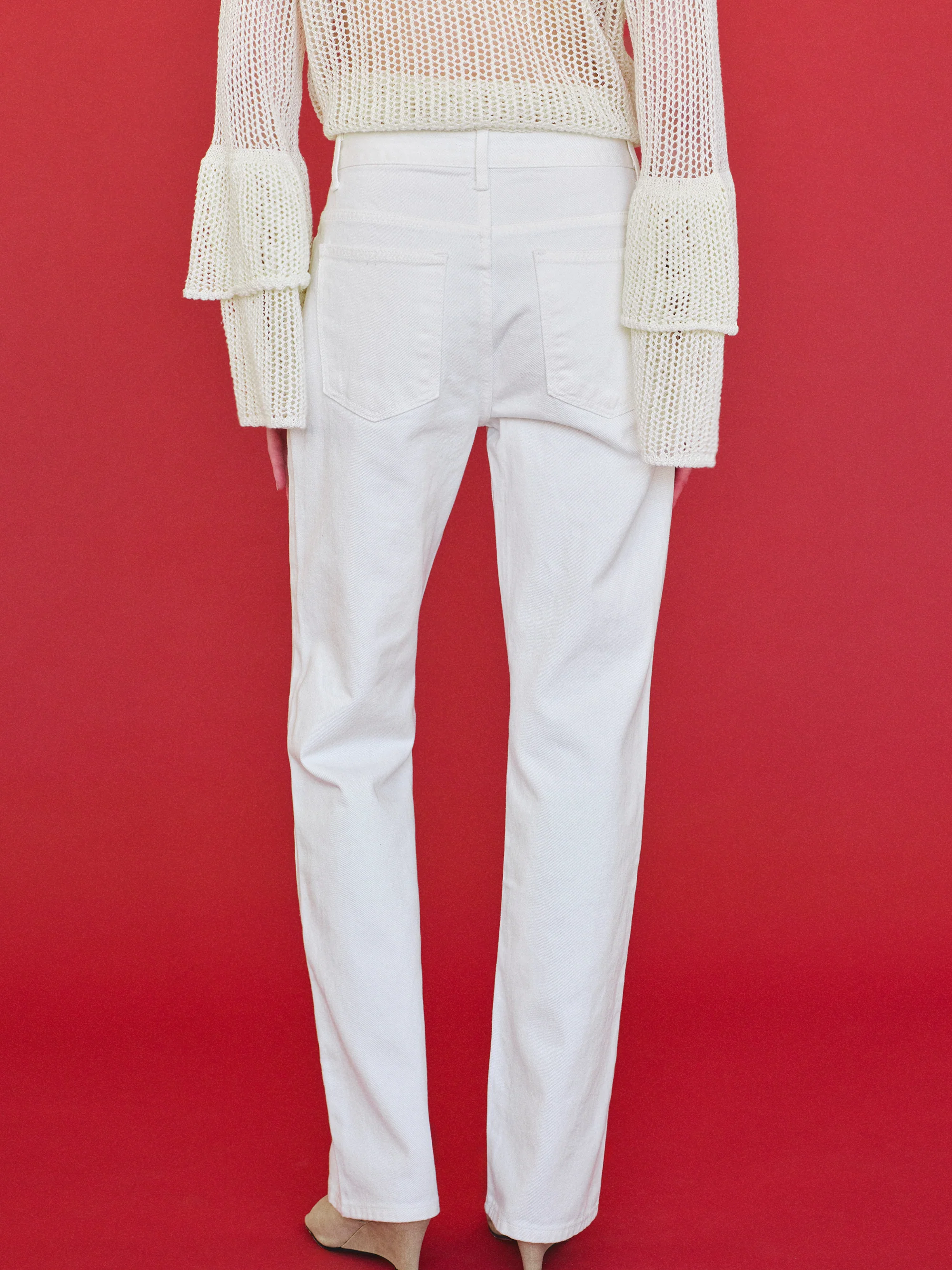 Full Length Slim Jeans, White - Image 3