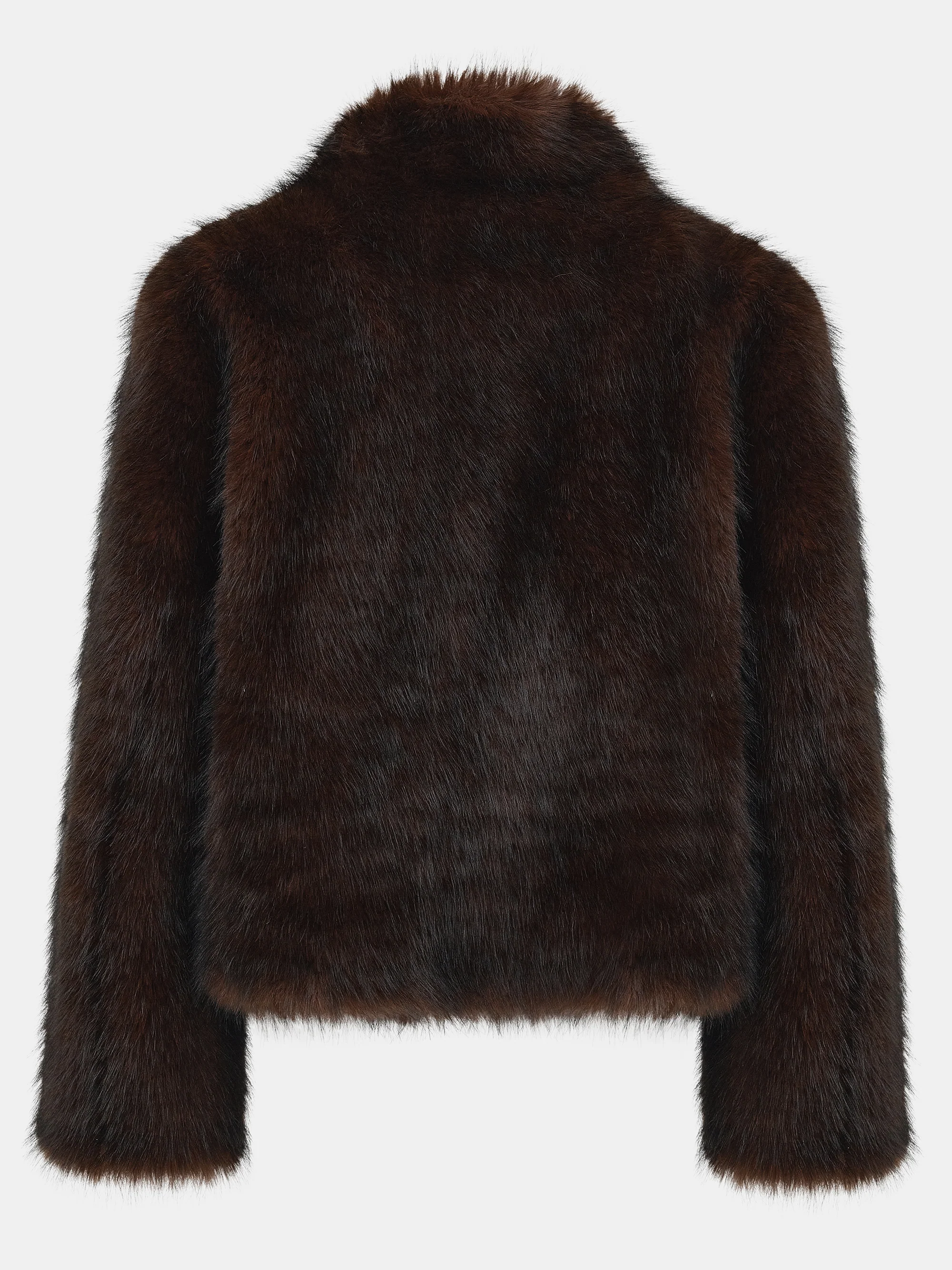 Funnel-Neck Faux-Fur Jacket, Brown - Image 6