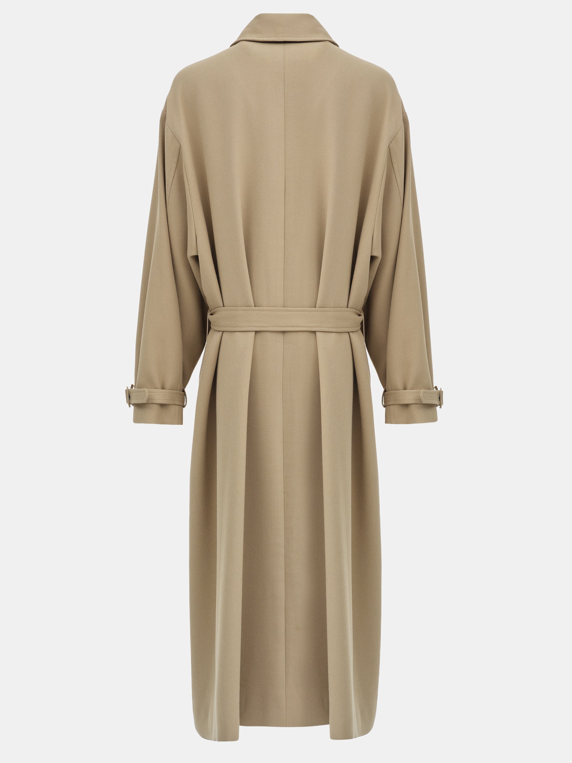 Funnel-Neck Long Coat, Taupe - Image 6