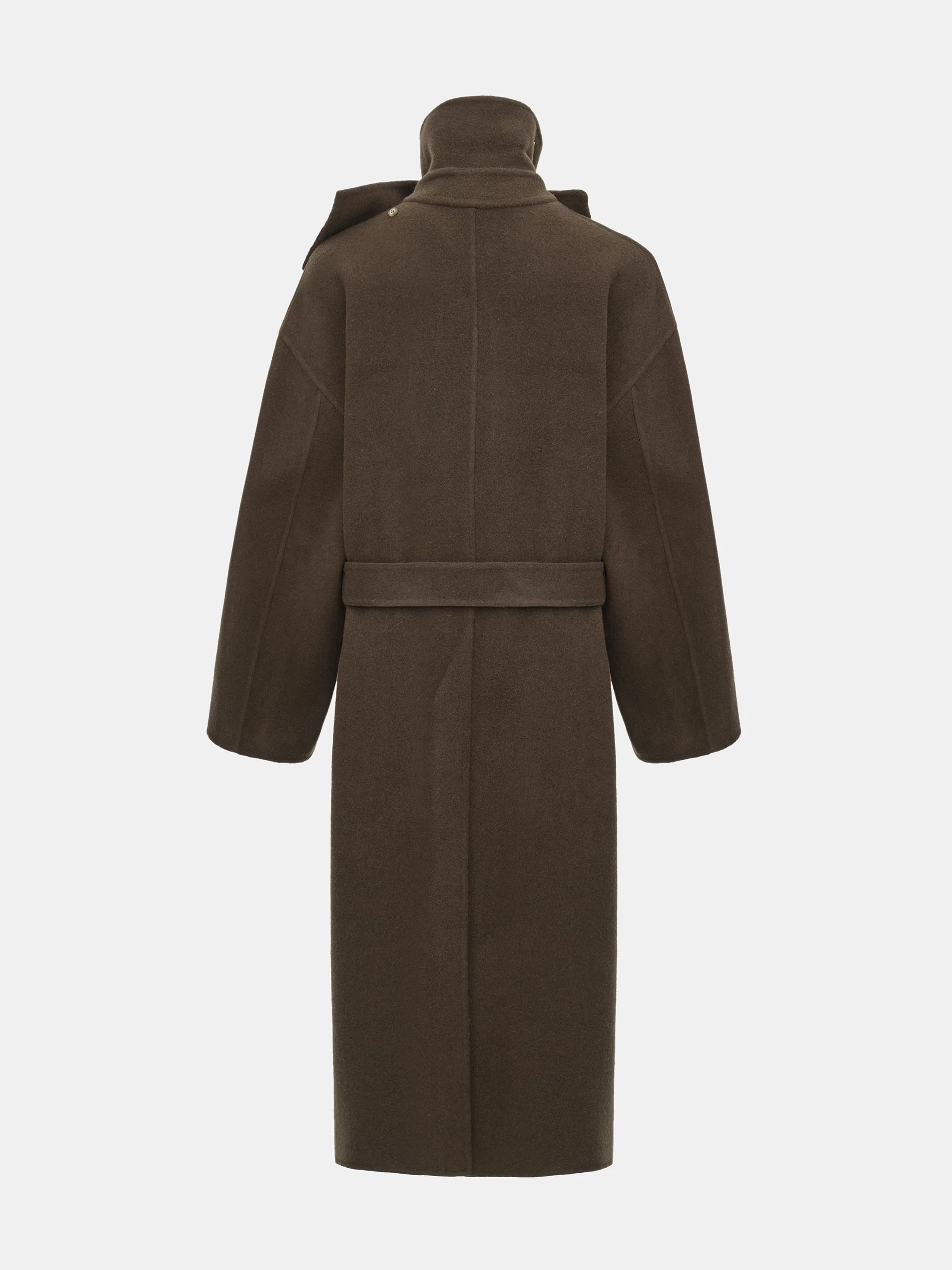Funnel-Neck Wool Coat, Brown - Image 6