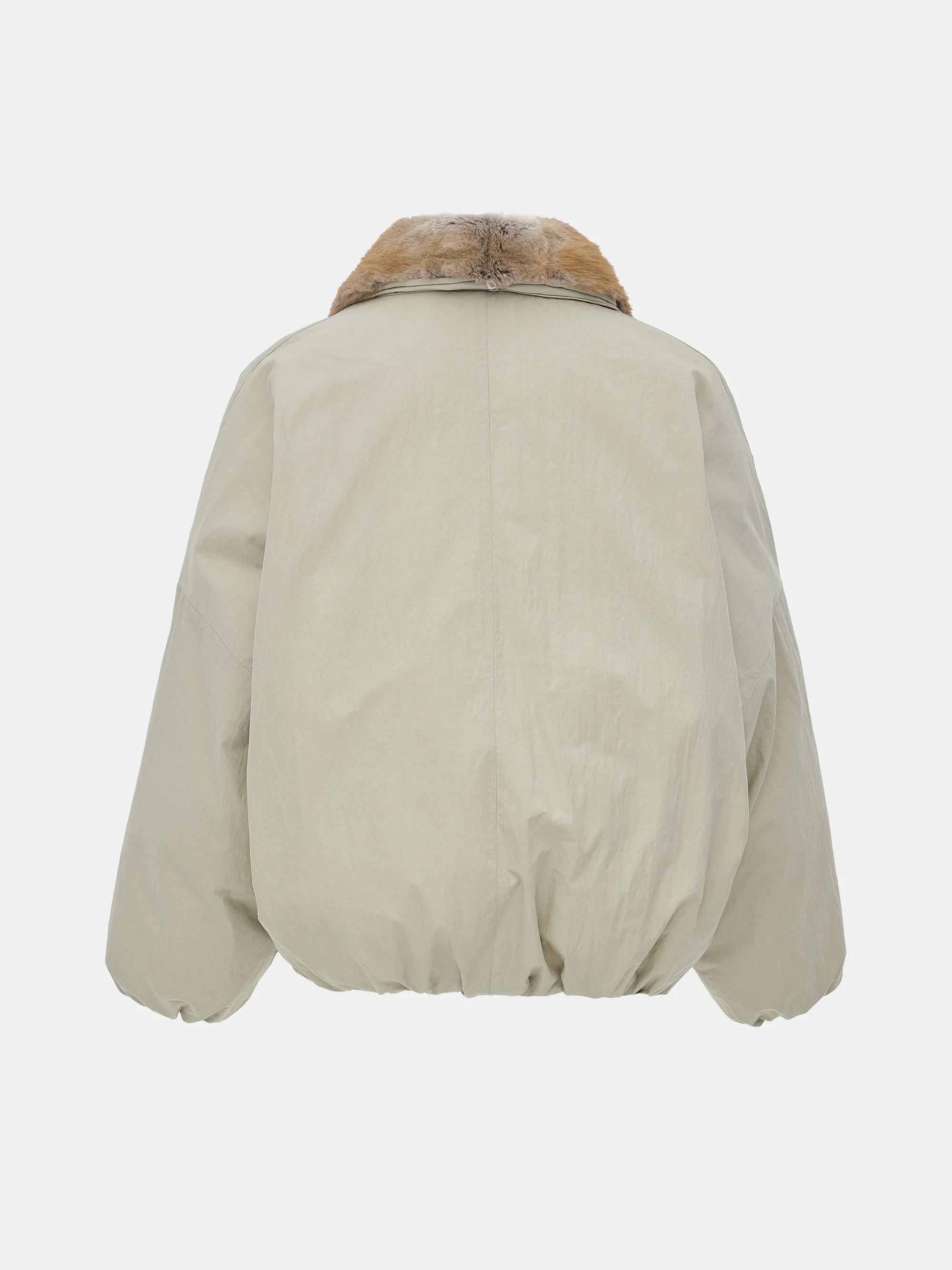 Fur Trim Goose Down Jacket, Beige - Image 6