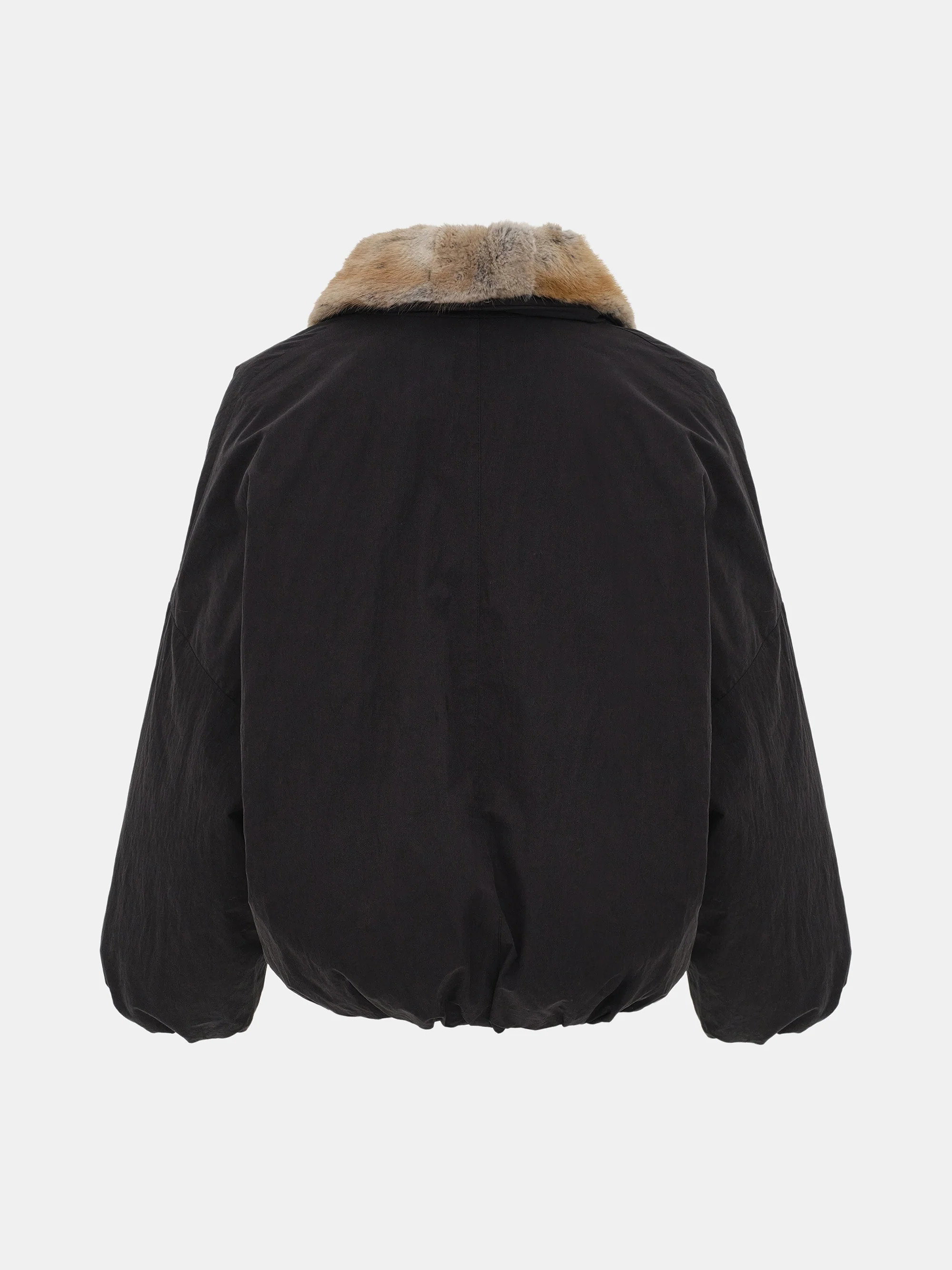 Fur Trim Goose Down Jacket, Black - Image 6