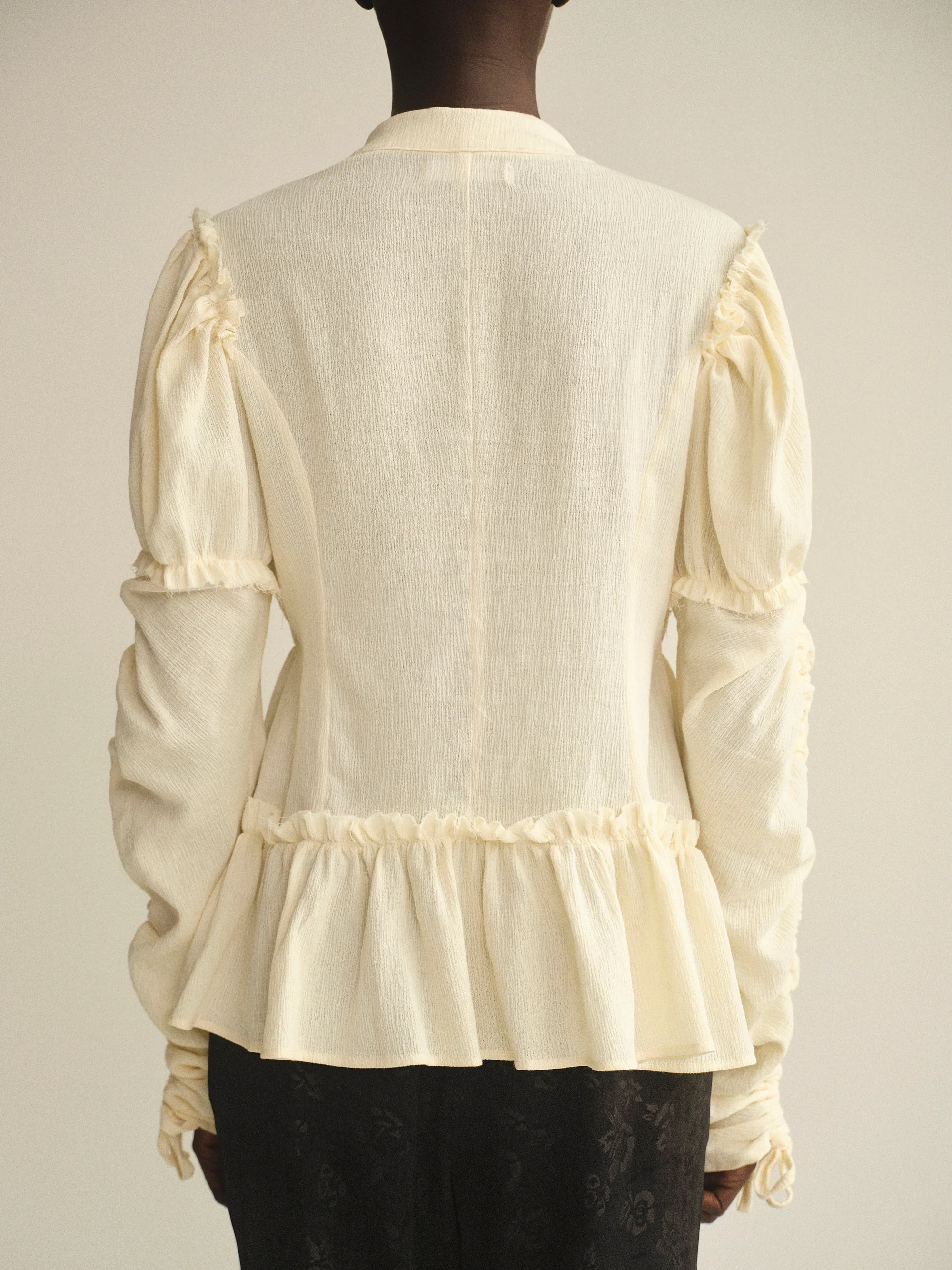 Gathered Georgette Top, Pale Yellow - Image 4