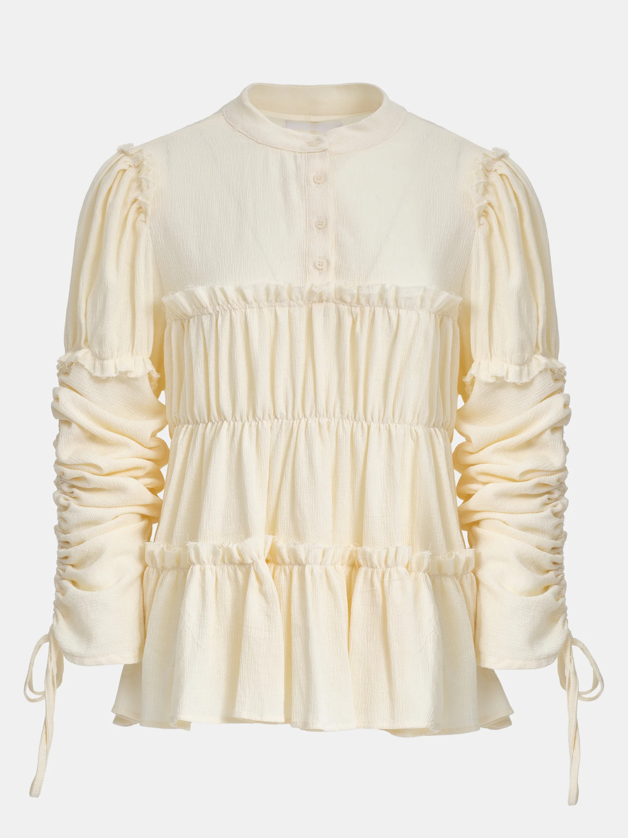 Gathered Georgette Top, Pale Yellow - Image 5
