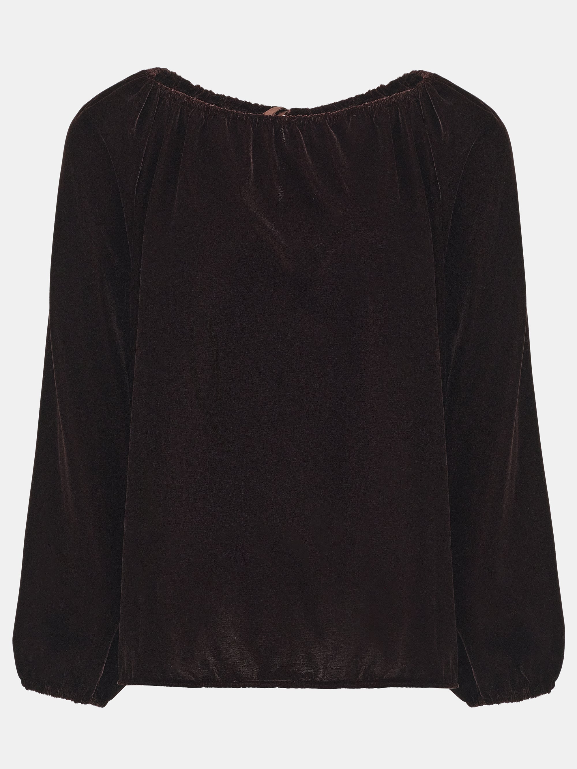 Gathered Velvet Blouse, Chocolate - Image 5