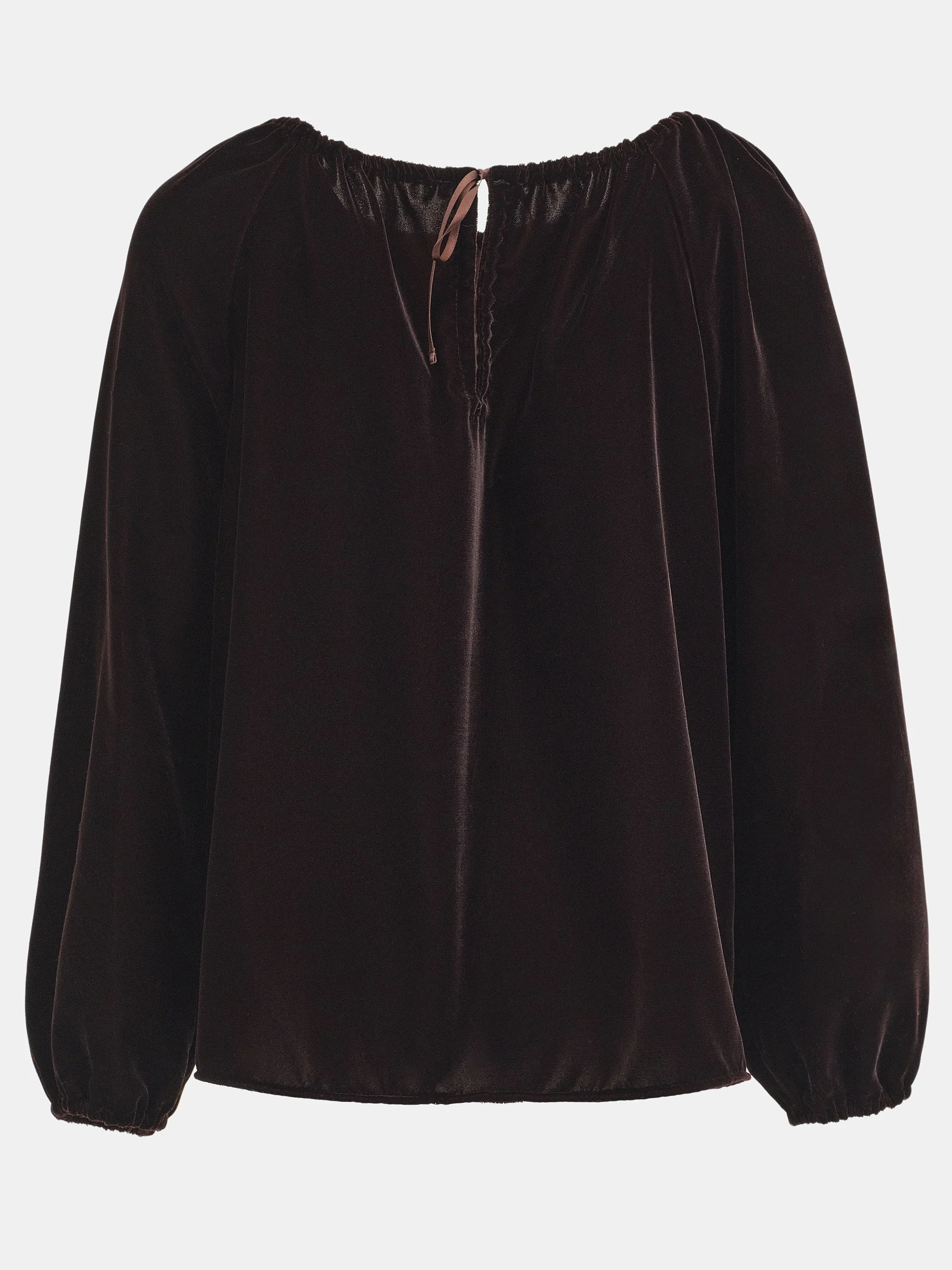 Gathered Velvet Blouse, Chocolate - Image 6