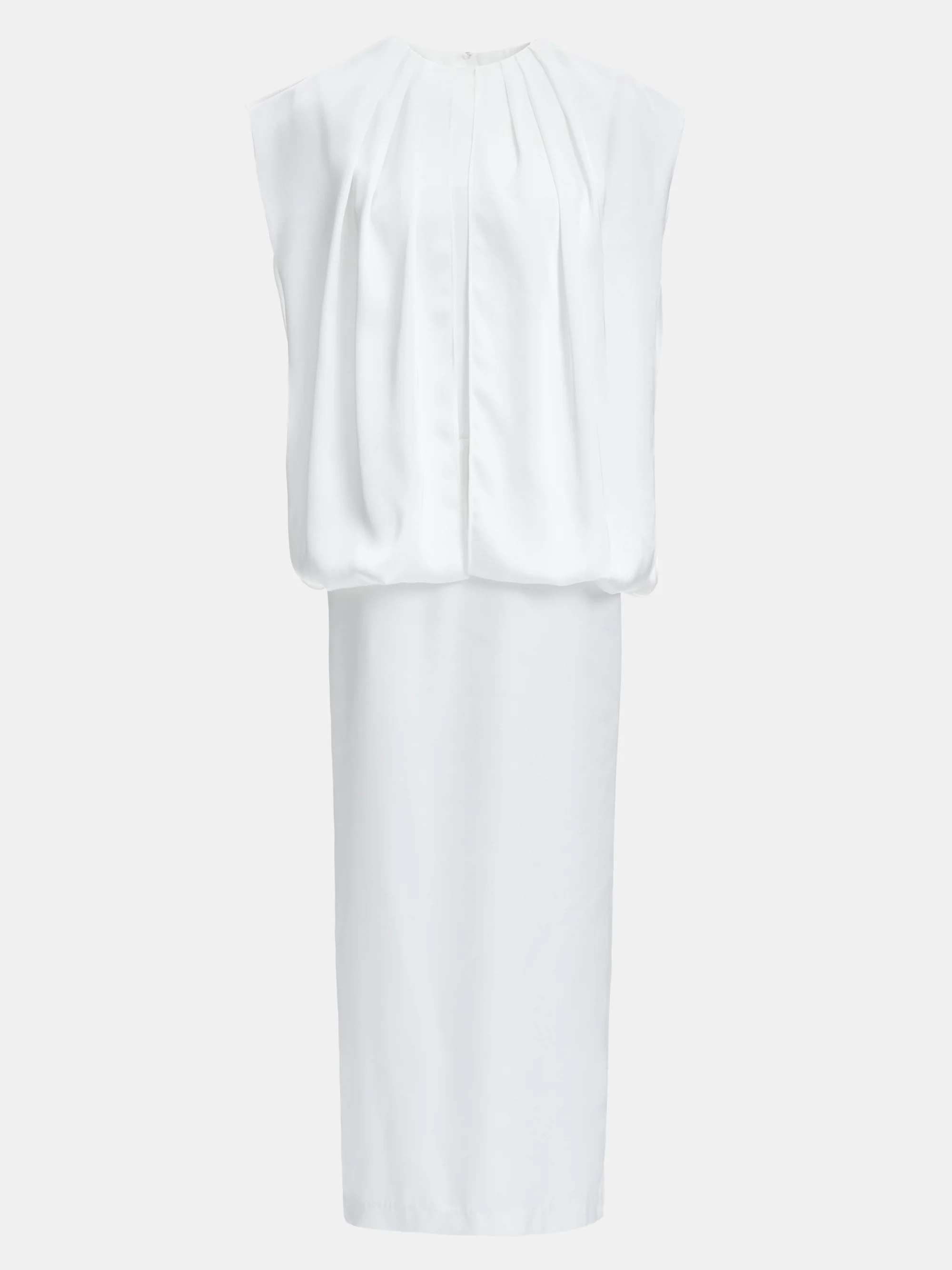 Gathered Volume Dress, White