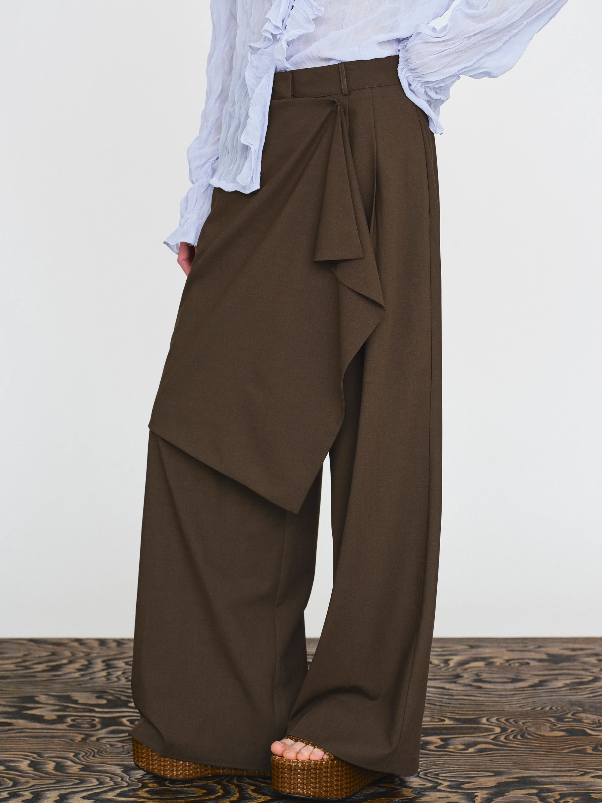 Hane Wide Pareo Trousers, Brown - Image 4