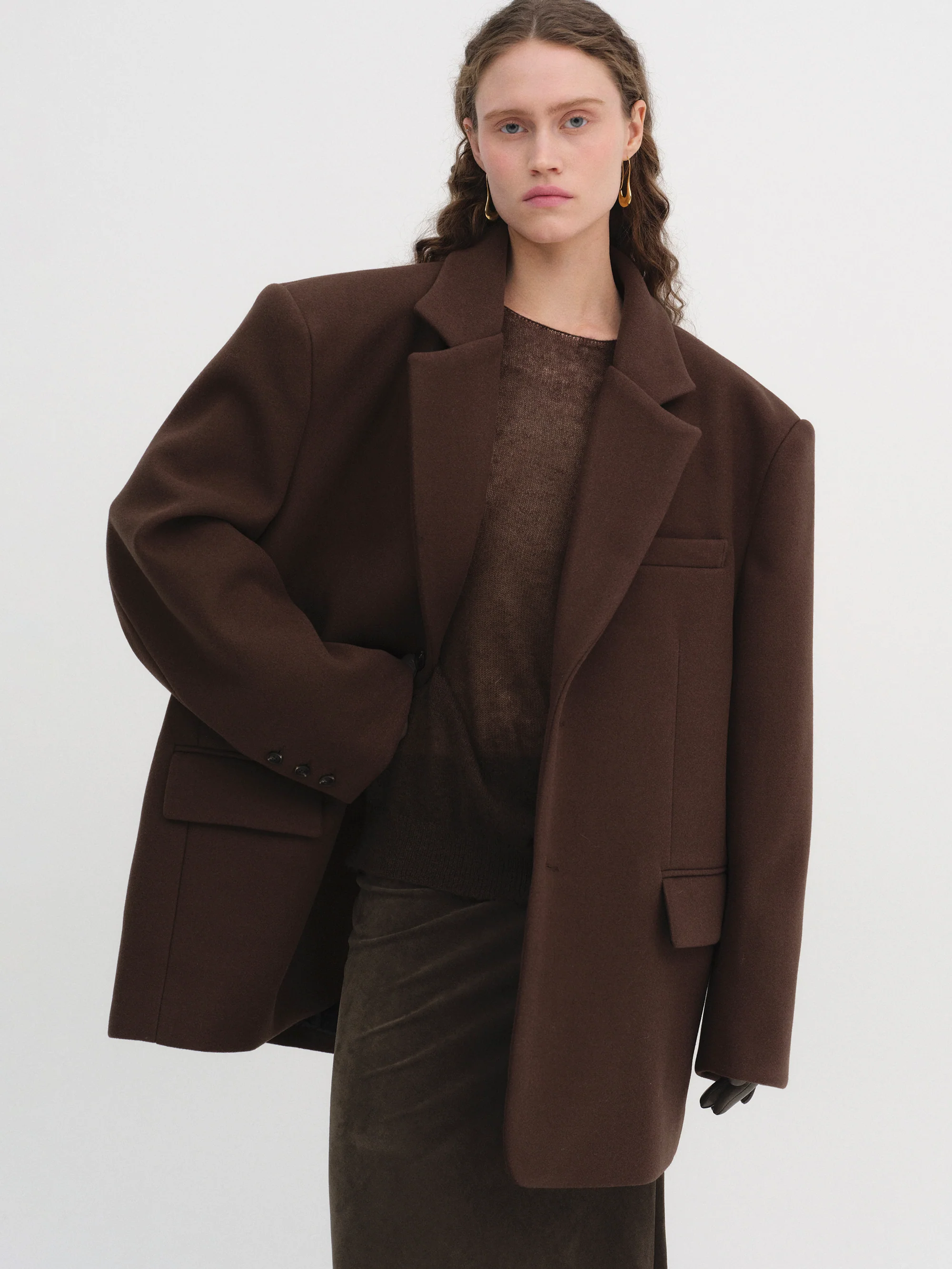Hayk Oversized Boyfriend Blazer, Chocolate