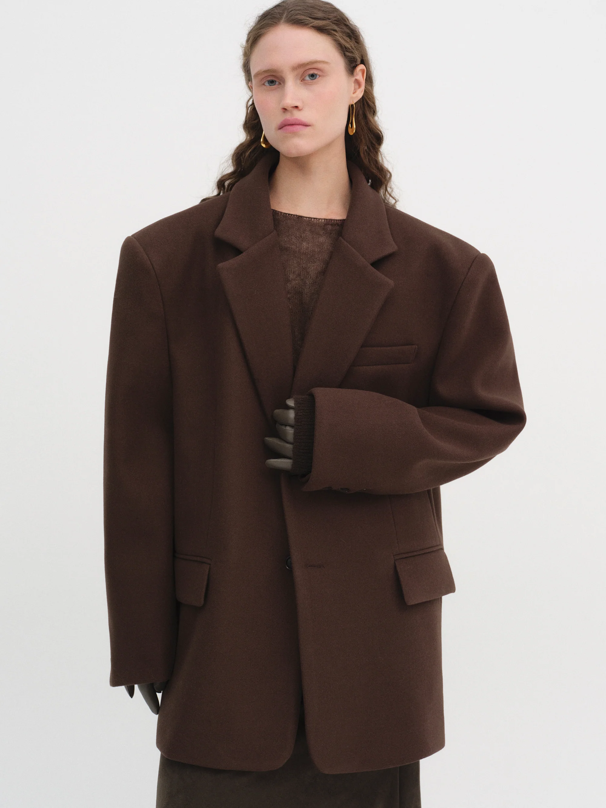 Hayk Oversized Boyfriend Blazer, Chocolate - Image 3