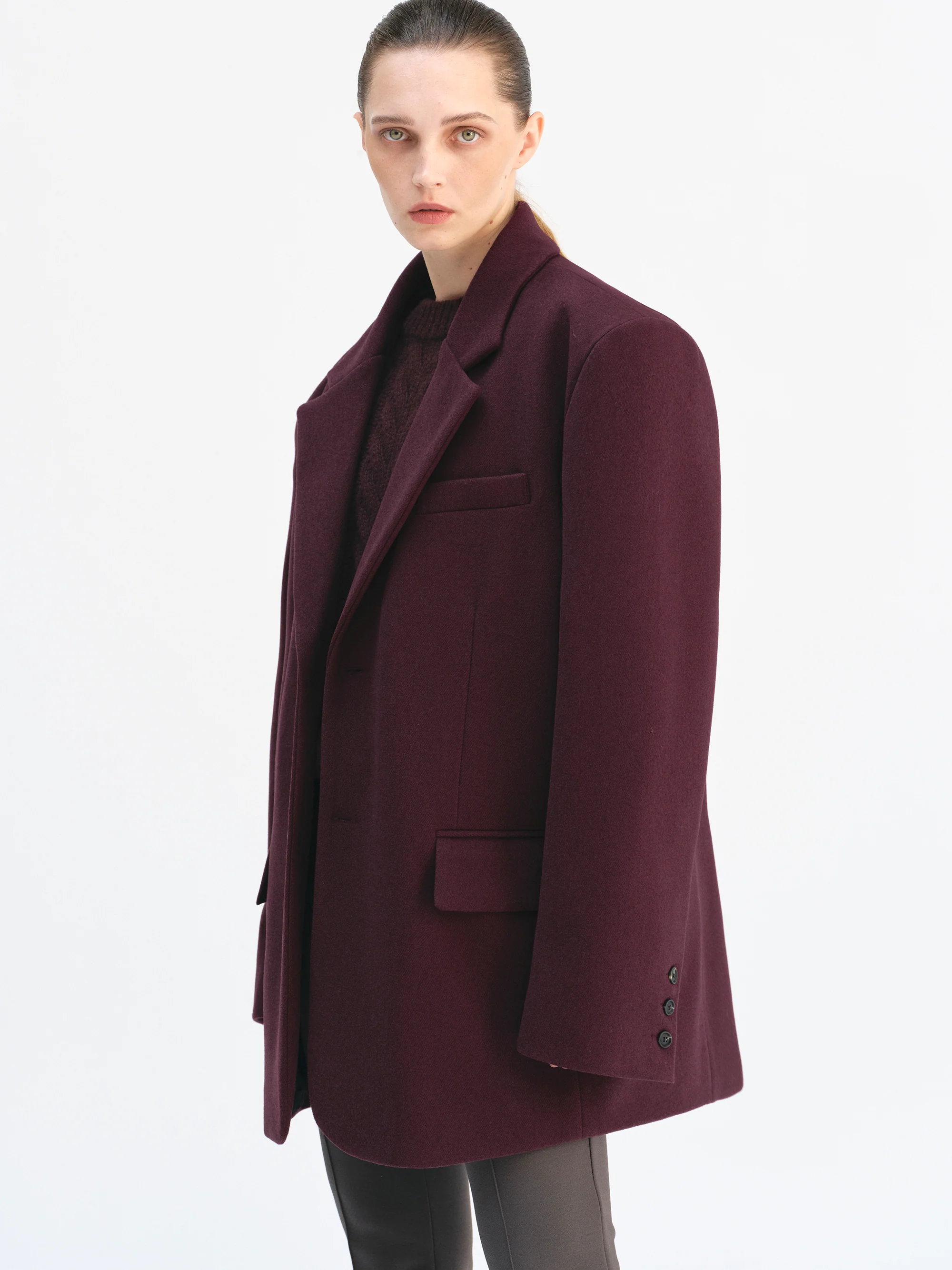 Hayk Oversized Boyfriend Blazer, Wine - Image 2