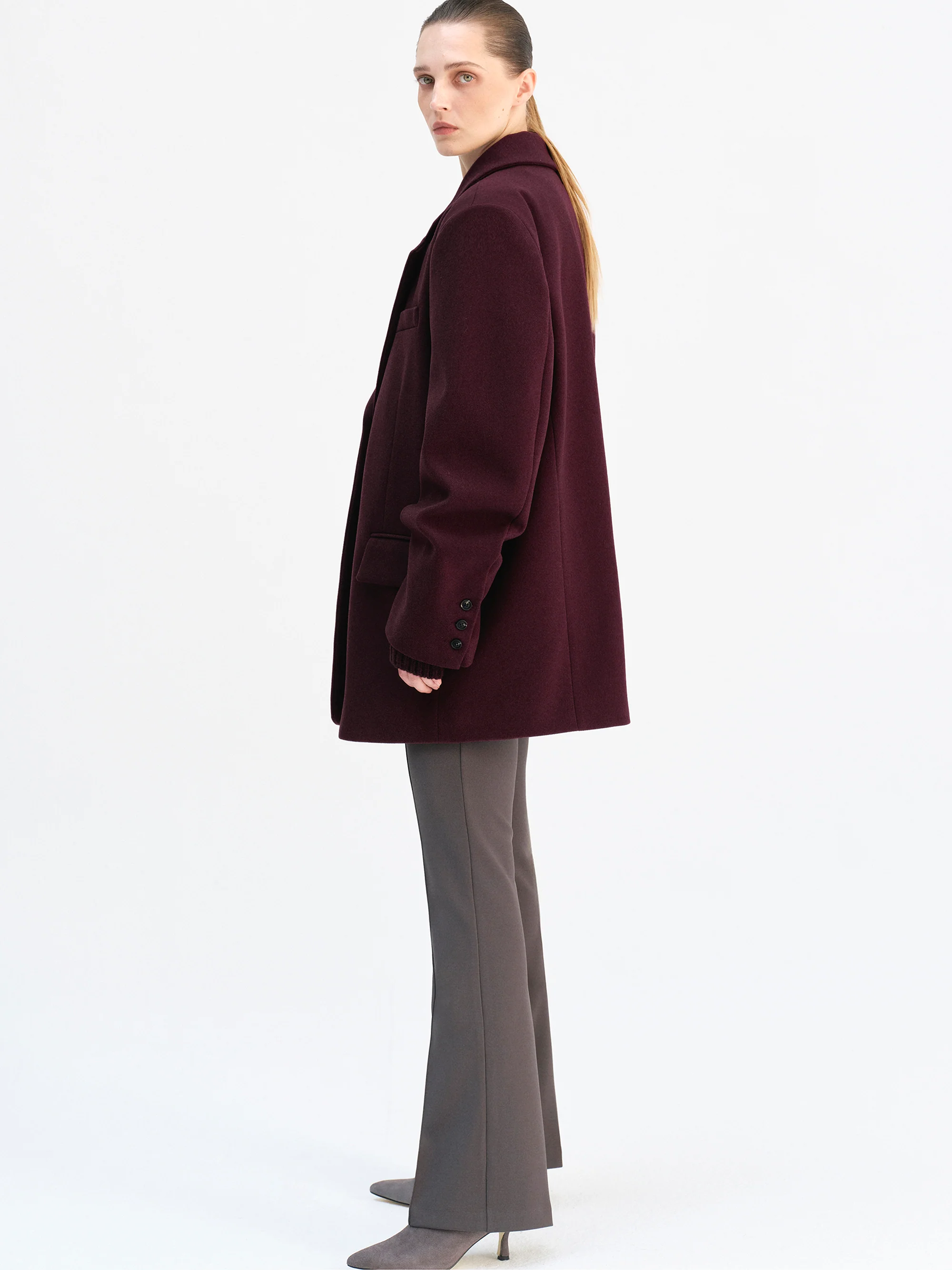 Hayk Oversized Boyfriend Blazer, Wine - Image 3