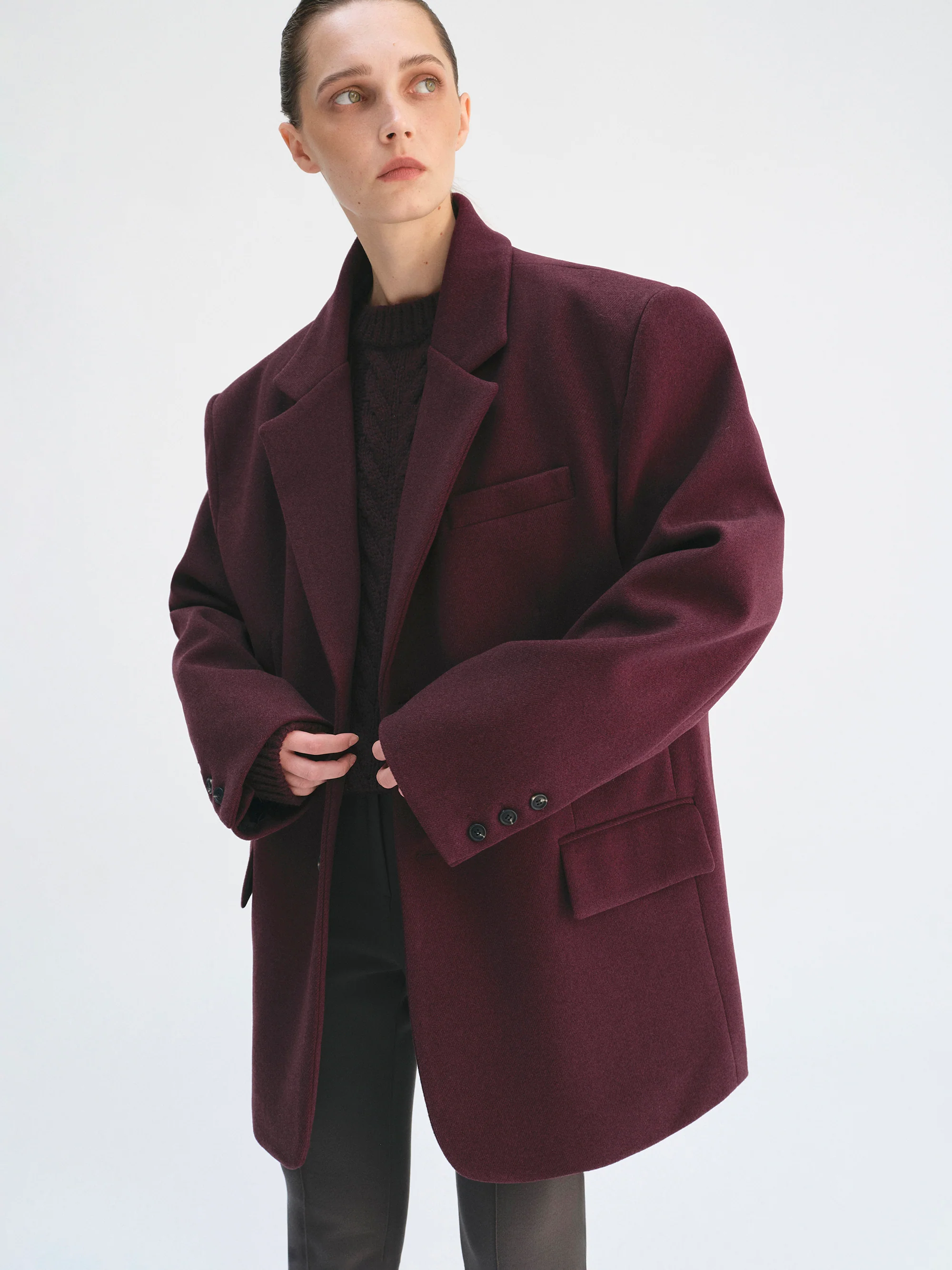 Hayk Oversized Boyfriend Blazer, Wine - Image 4