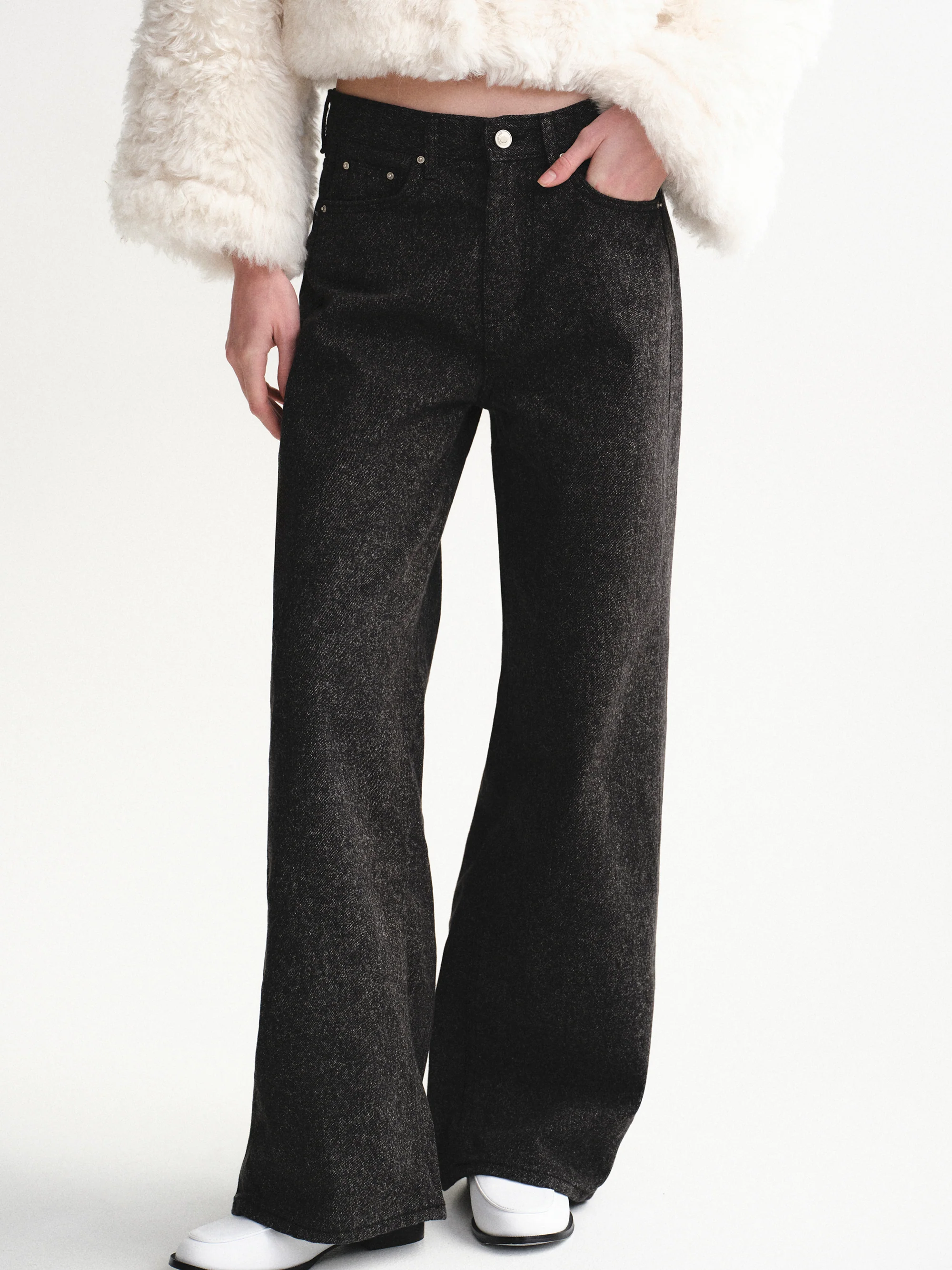 Heathered Loose Jeans, Black