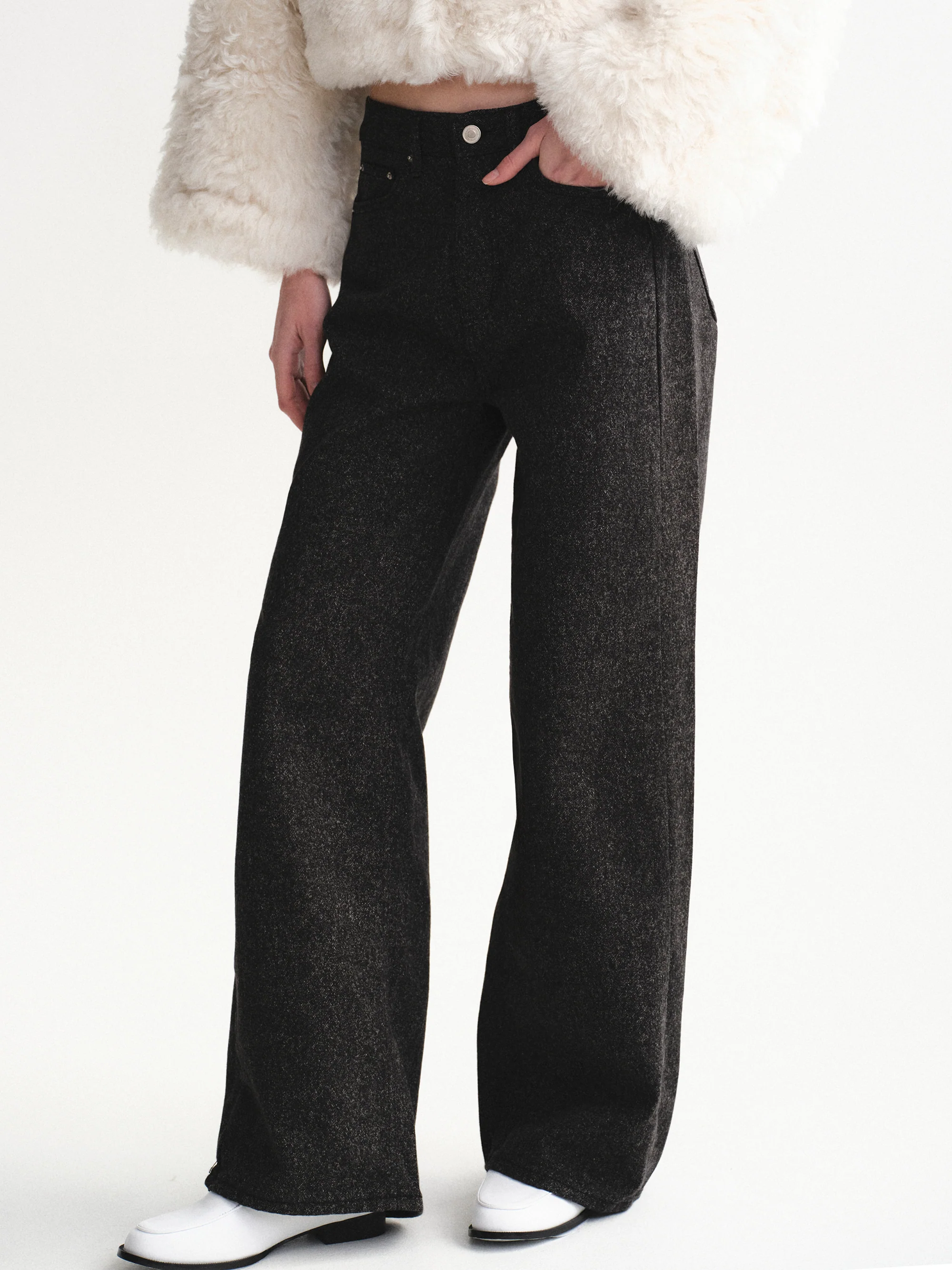 Heathered Loose Jeans, Black - Image 3