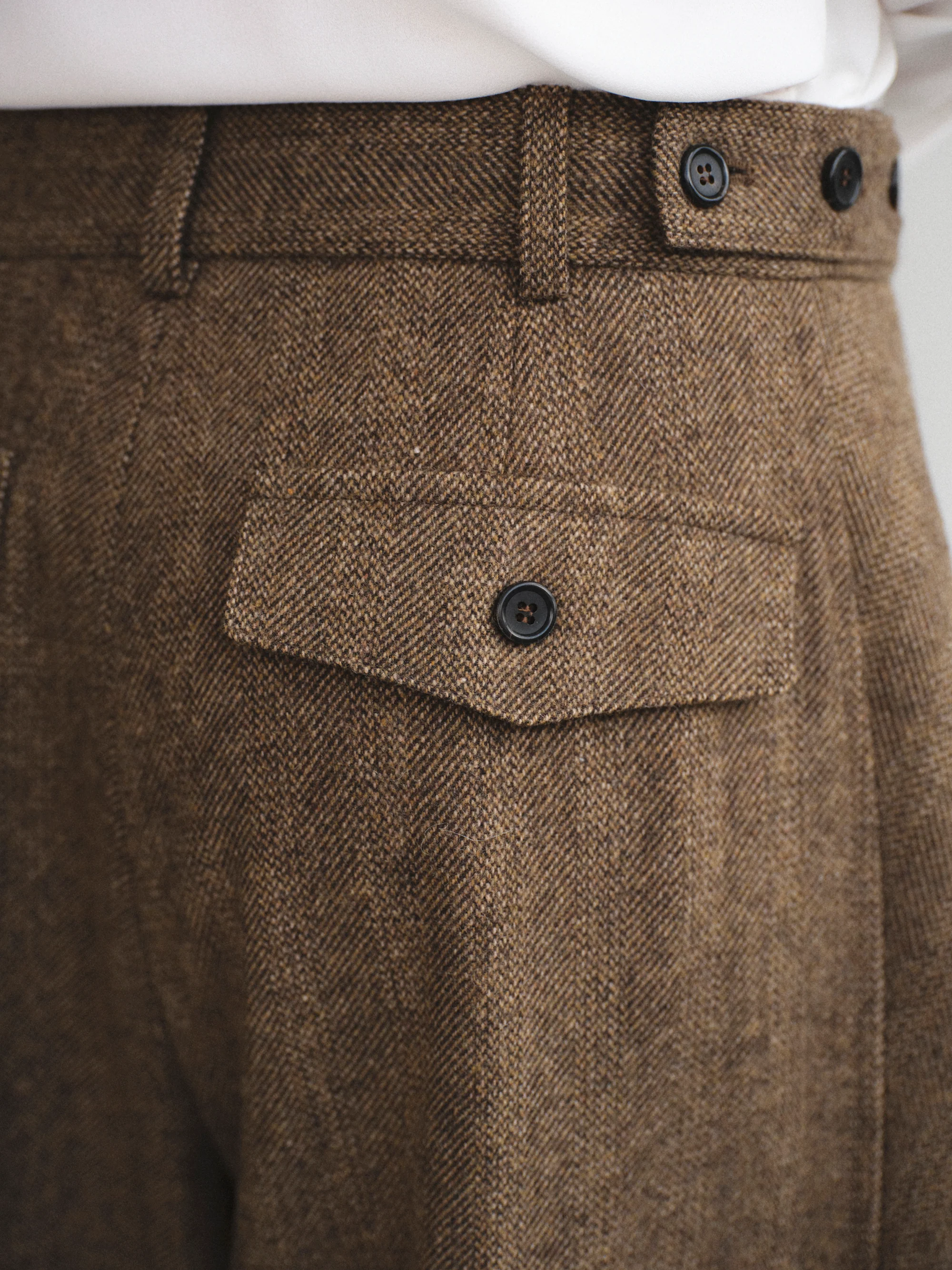 Herringbone Tuck Trousers, Brown - Image 2