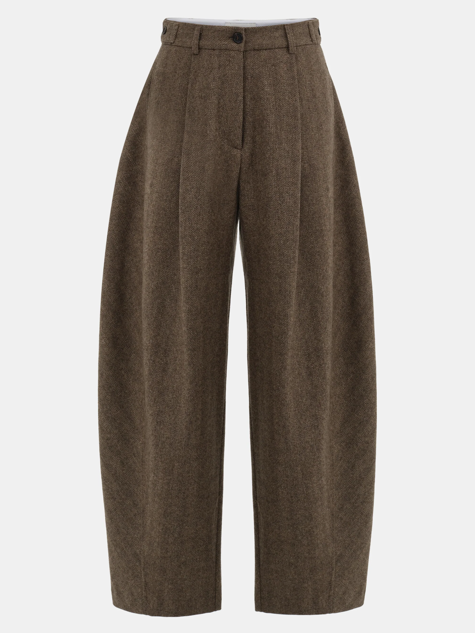 Herringbone Tuck Trousers, Brown - Image 7